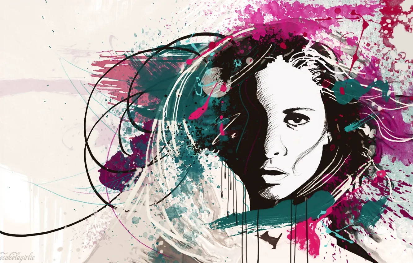 Photo wallpaper squirt, paint, figure