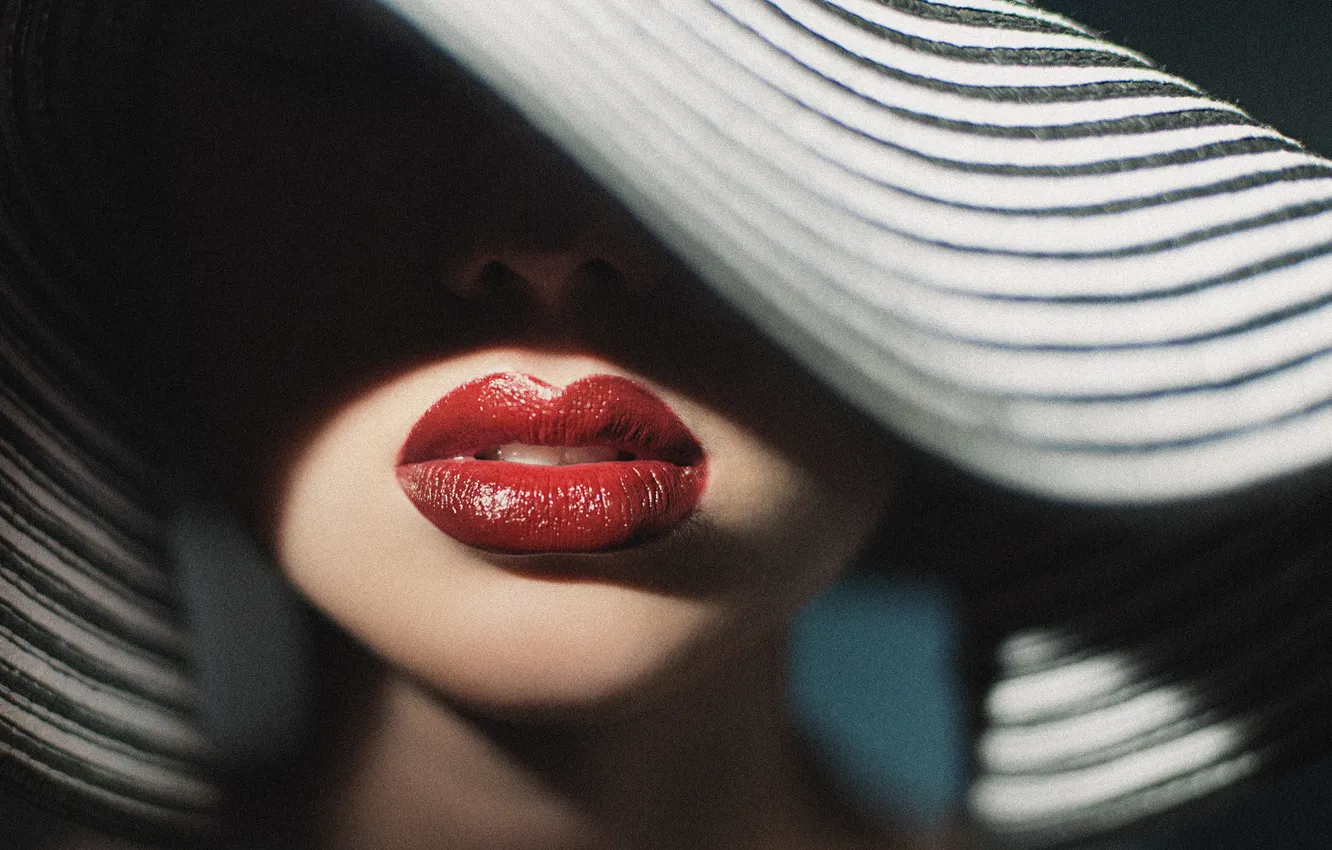 Photo wallpaper hat, lips, Rustam Rakhimov