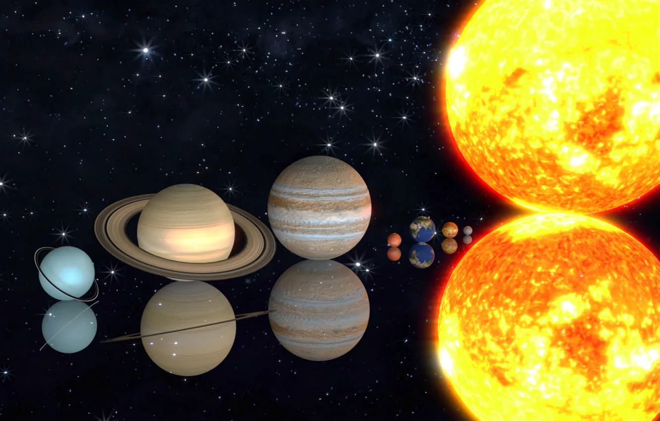 Photo wallpaper the sun, planet, solar system, scale