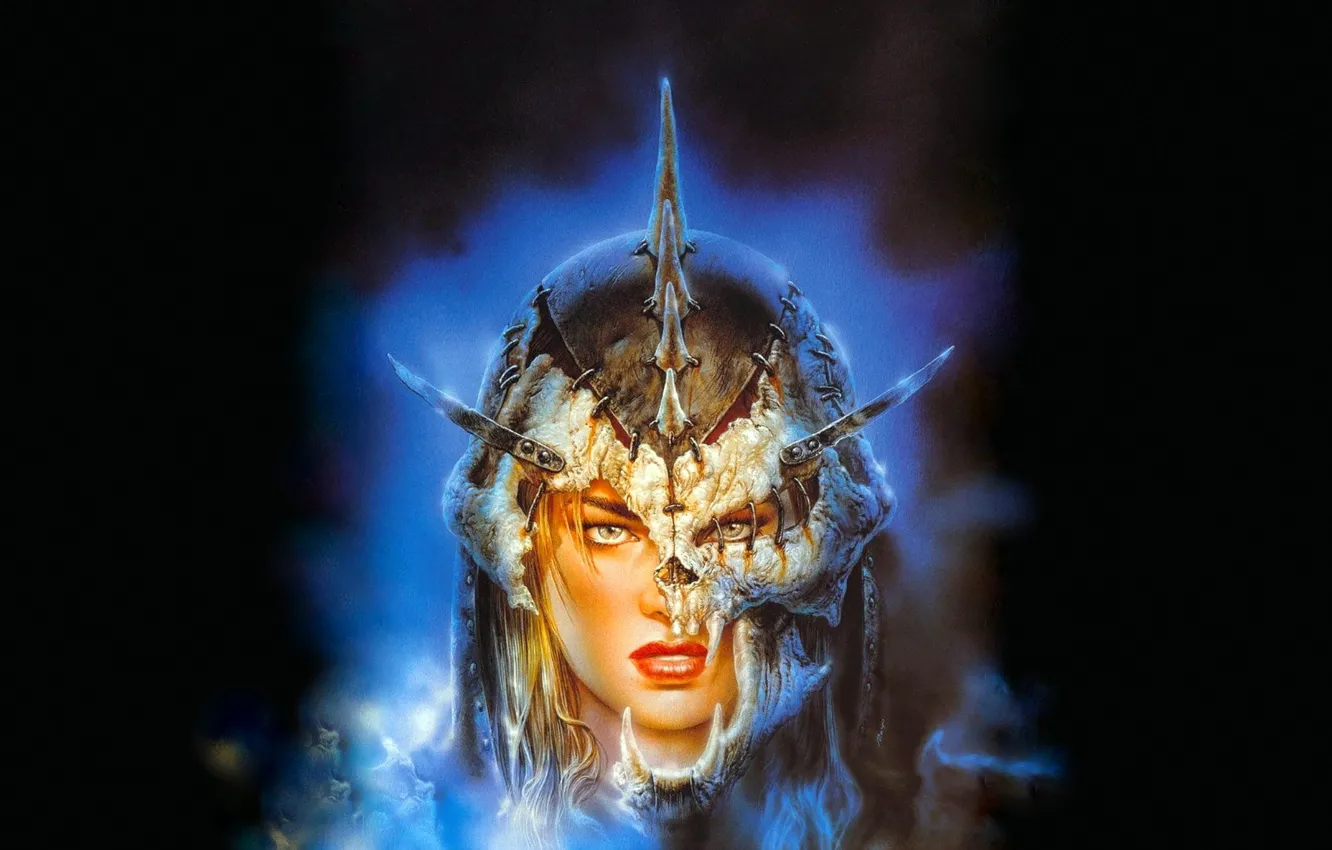 Photo wallpaper girl, skull, Luis Royo, Luis Royo, Voice of deceit