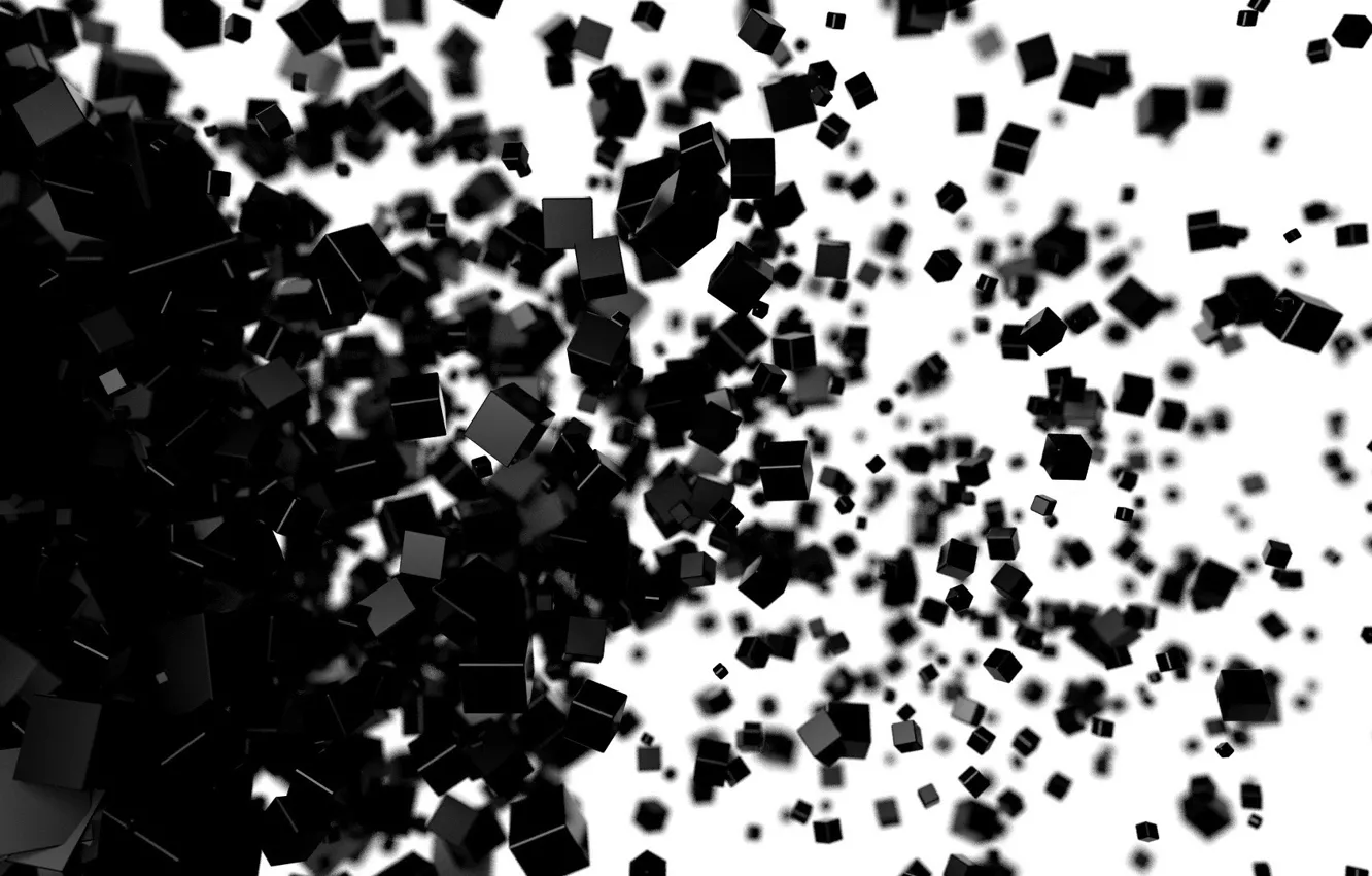 Photo wallpaper white, cubes, black, render