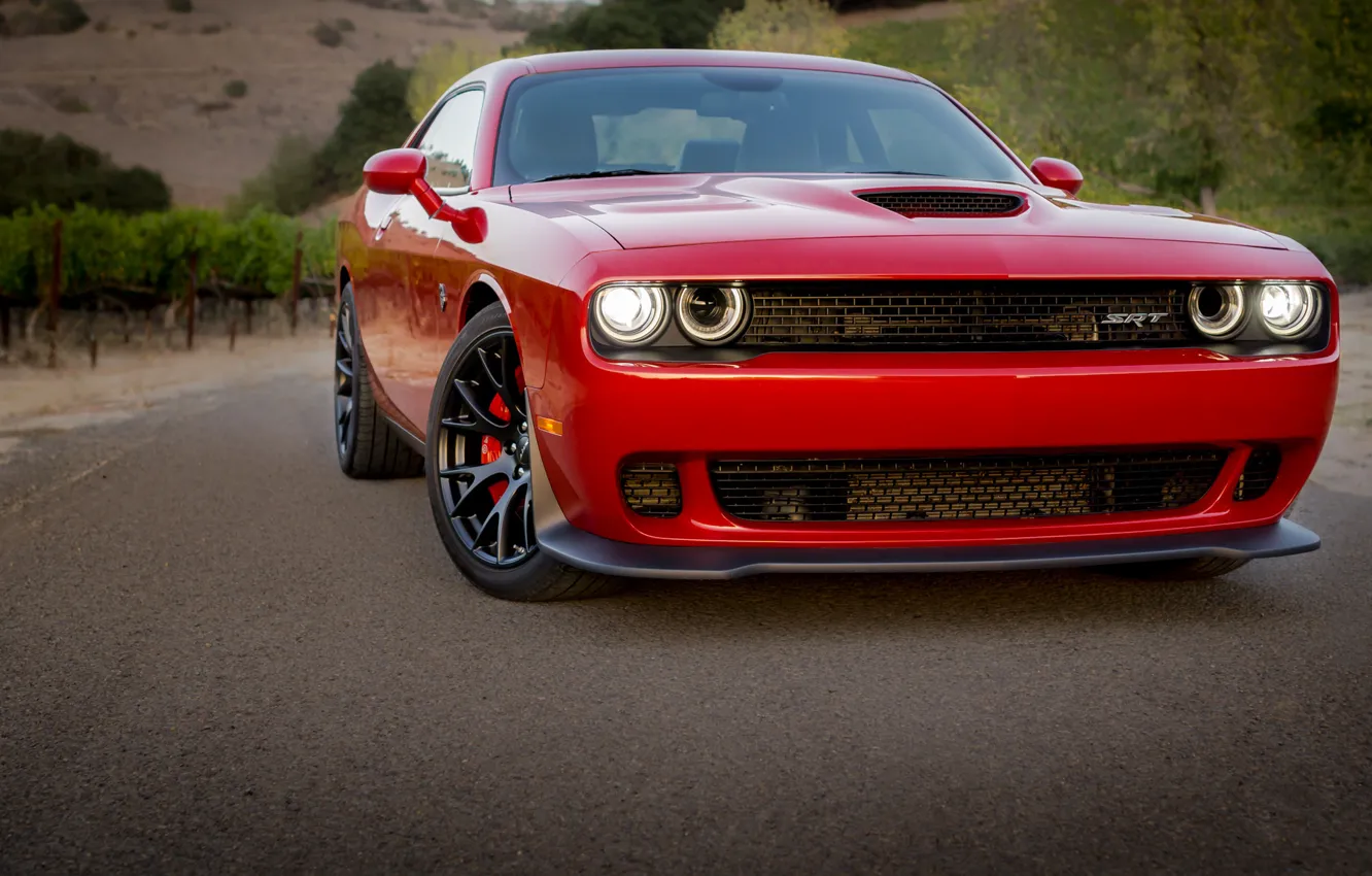 Wallpaper Dodge, Challenger, Red, Hellcat, Wheels, Blakc For Mobile And 