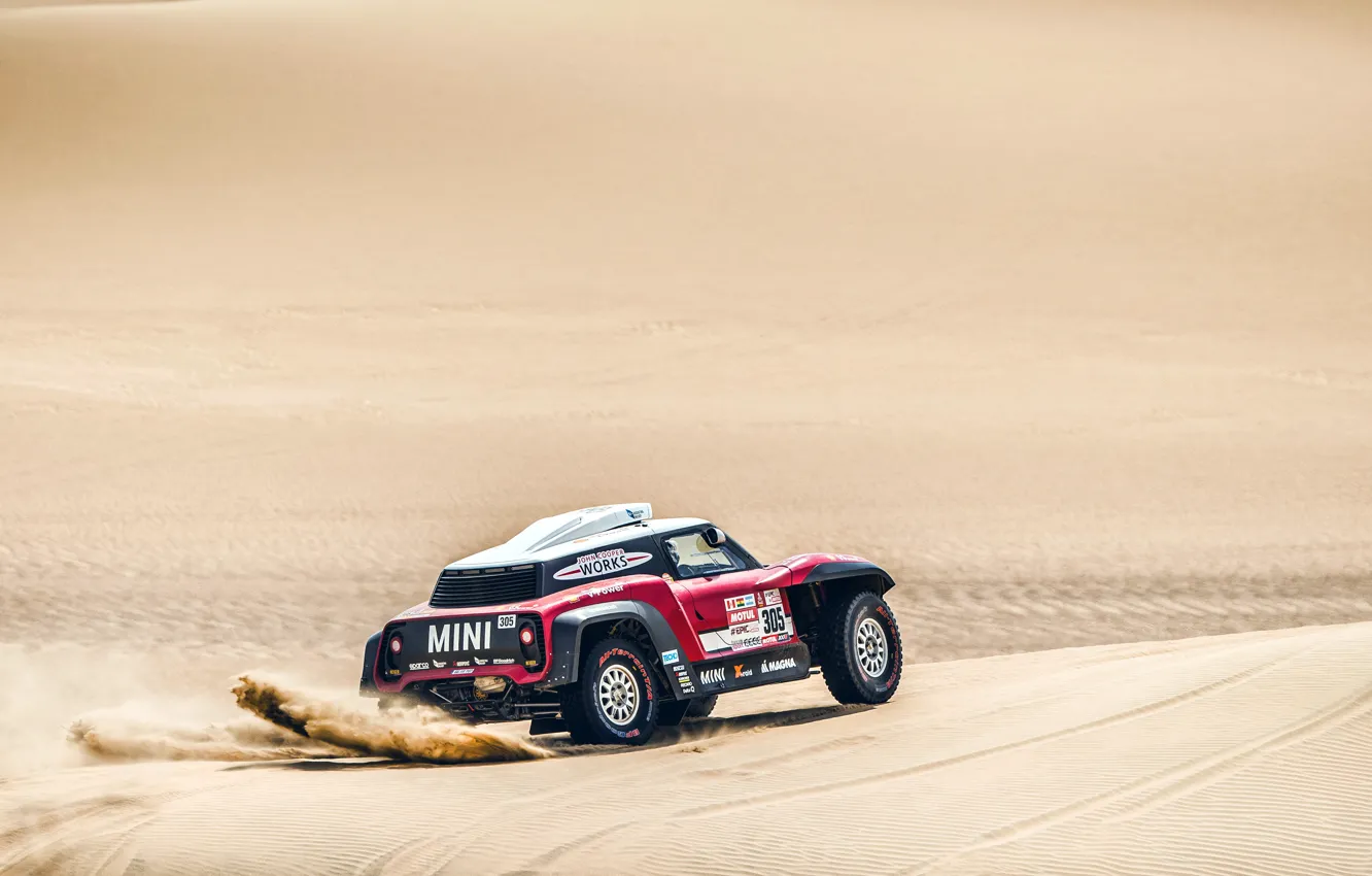 Photo wallpaper Sand, Red, Mini, Sport, Desert, Speed, Rally, Dakar