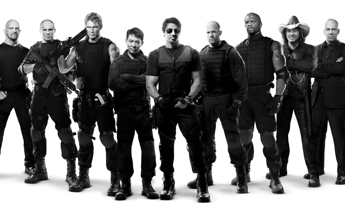 Photo wallpaper The Expendables, the expendables, Stallone, Statham, Willis, Rourke, Couture