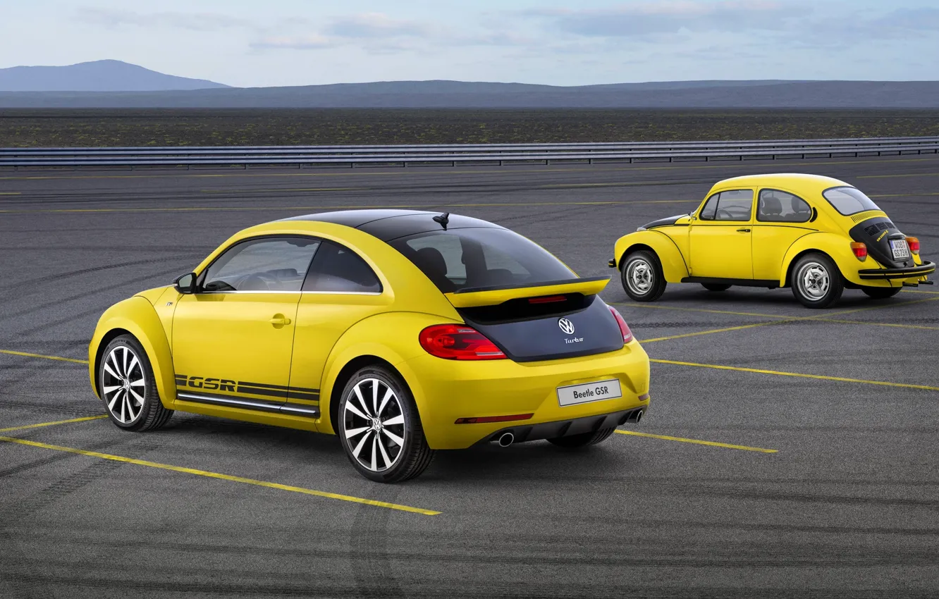 Photo wallpaper Yellow, Retro, Volkswagen, Beetle, Two, GSR, Beatle