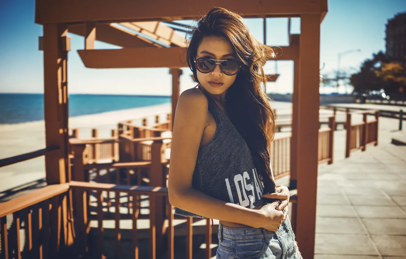 Photo wallpaper look, girl, brunette