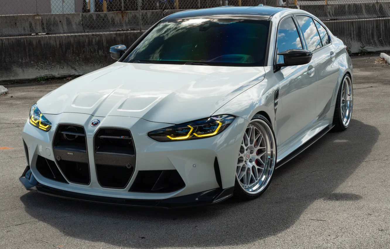 Photo wallpaper BMW, grey, bmw m3, Sedan, Yellow Light