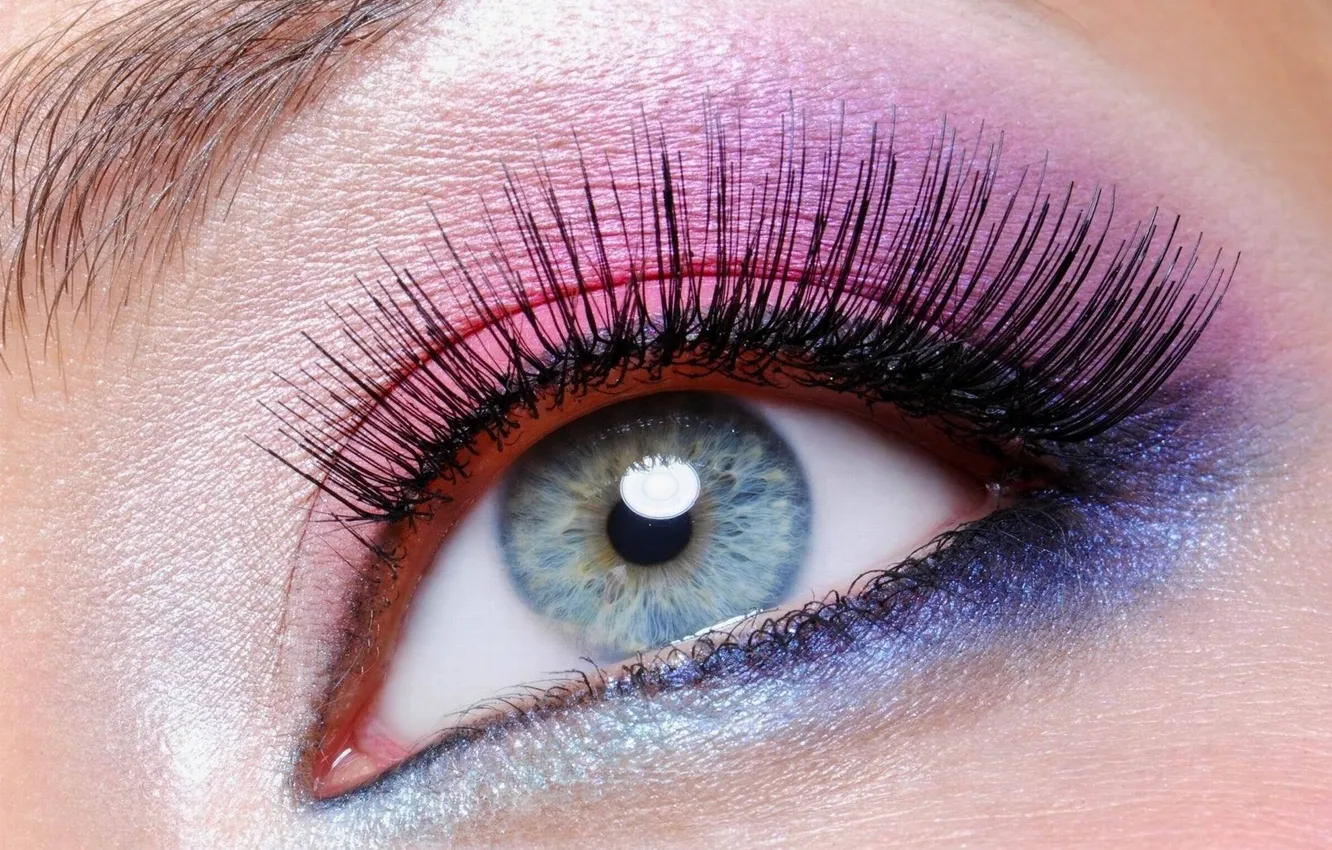 Photo wallpaper purple, blue, face, pink, makeup, eyebrow, blue eyes, forever