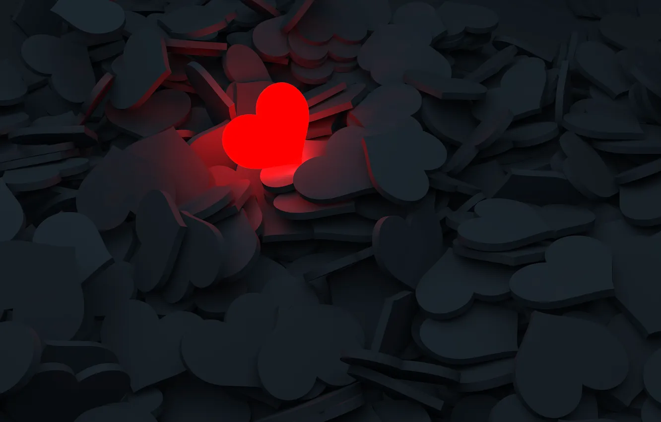 Photo wallpaper love, red, grey, heart, hearts, glows, 3D graphics