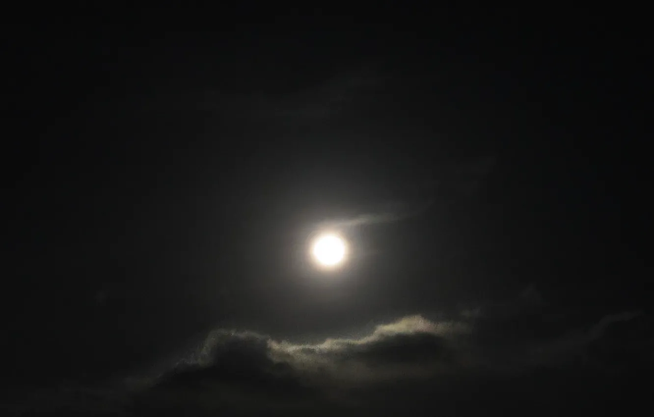 Photo wallpaper moon, sky, clouds, darkness