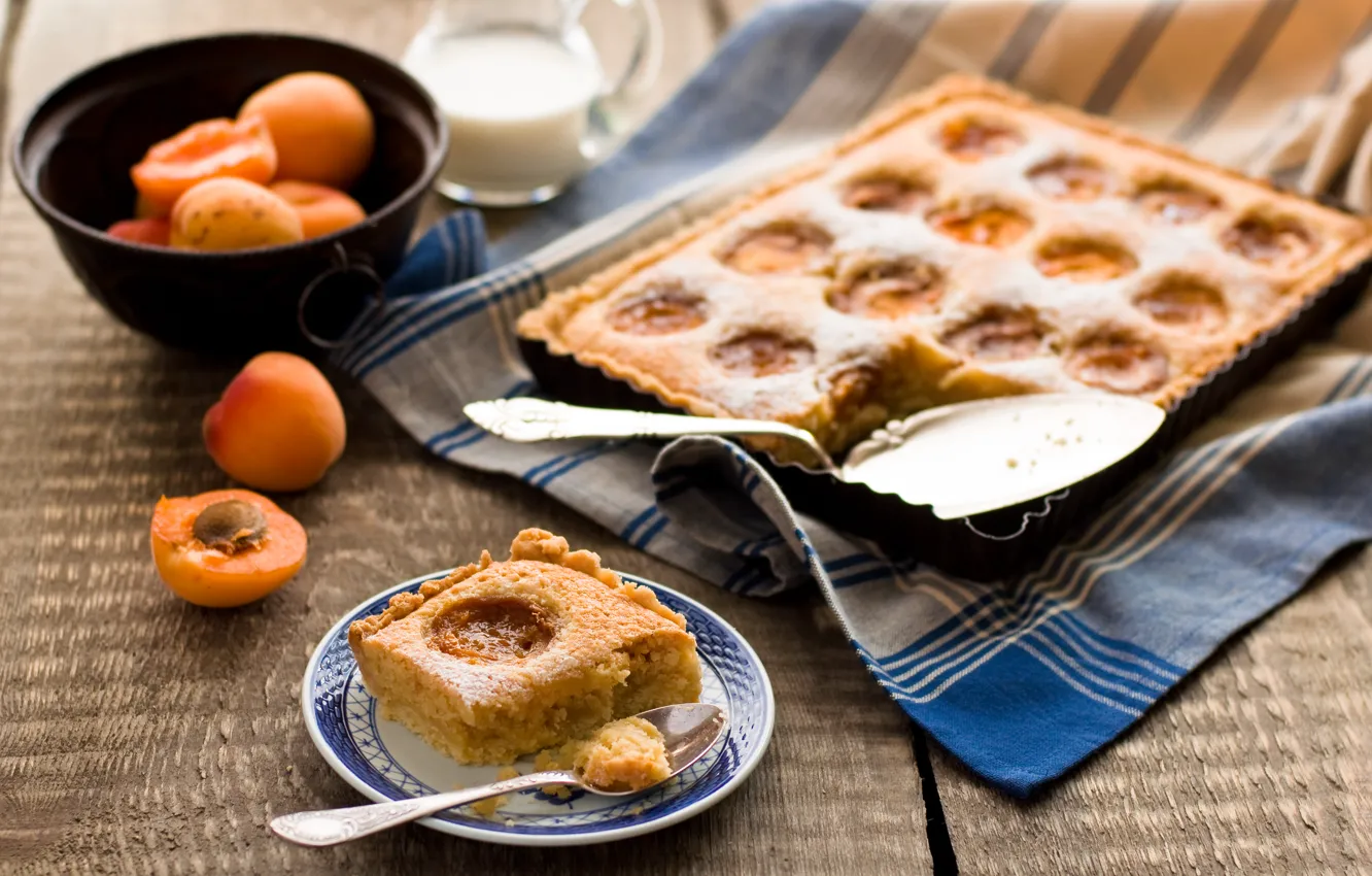 Photo wallpaper food, towel, pie, dessert, apricots