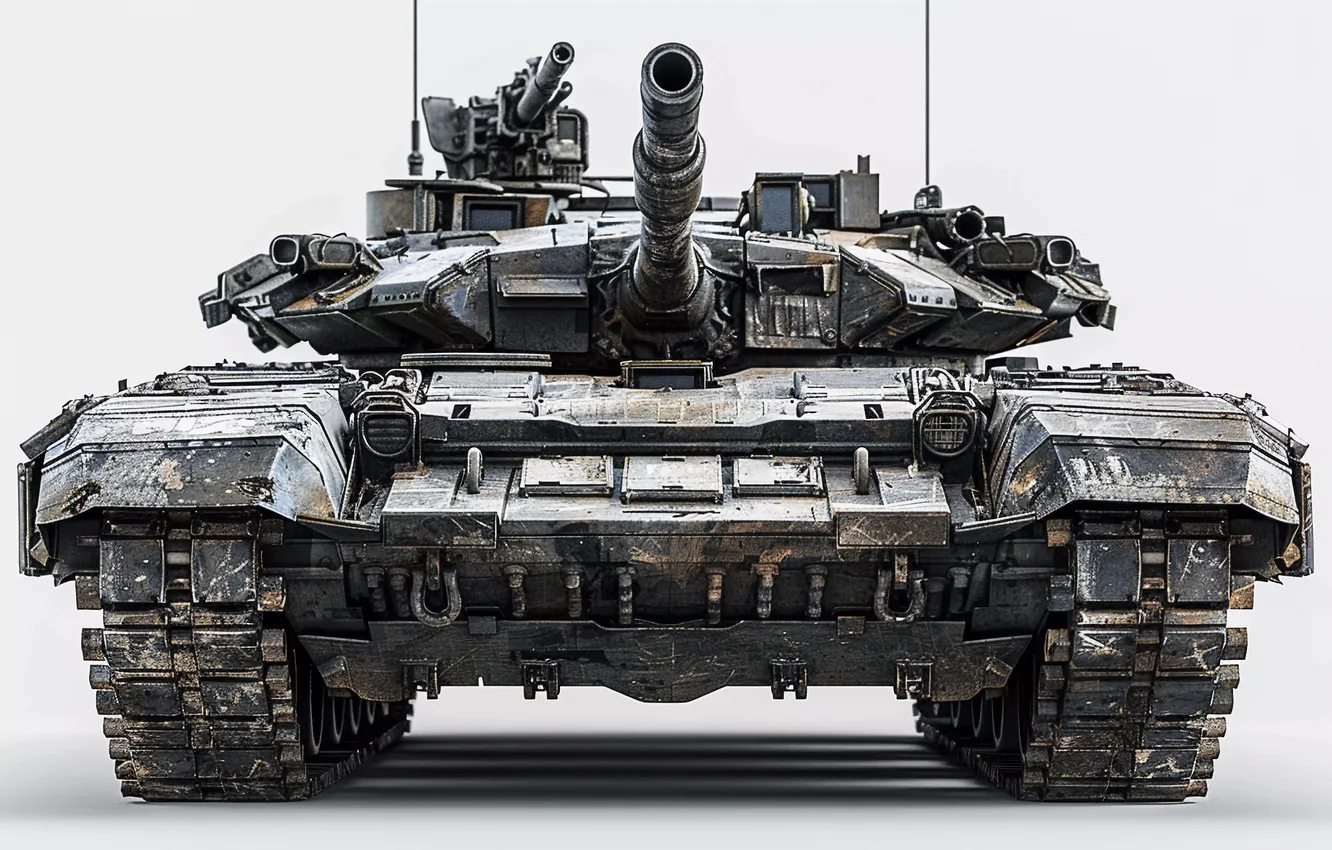 Photo wallpaper tank, trunk, front, light background, digital art, AI art, The Art of Artificial Intelligence, neural …