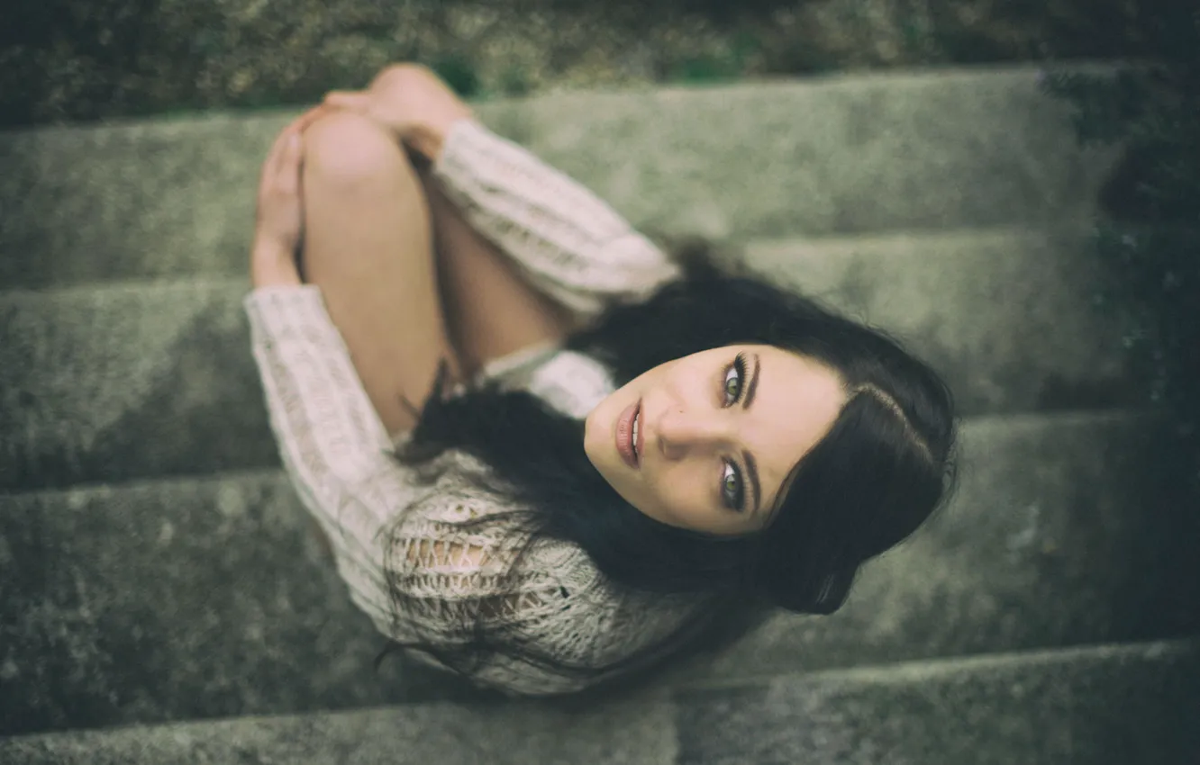 Photo wallpaper portrait, sweater, The view from below