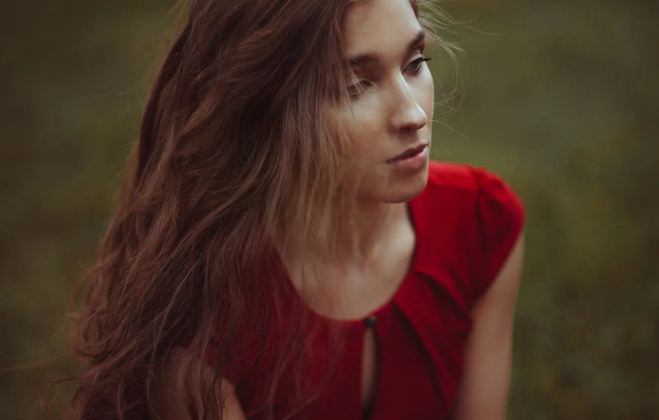 Photo wallpaper girl, portrait, brown hair