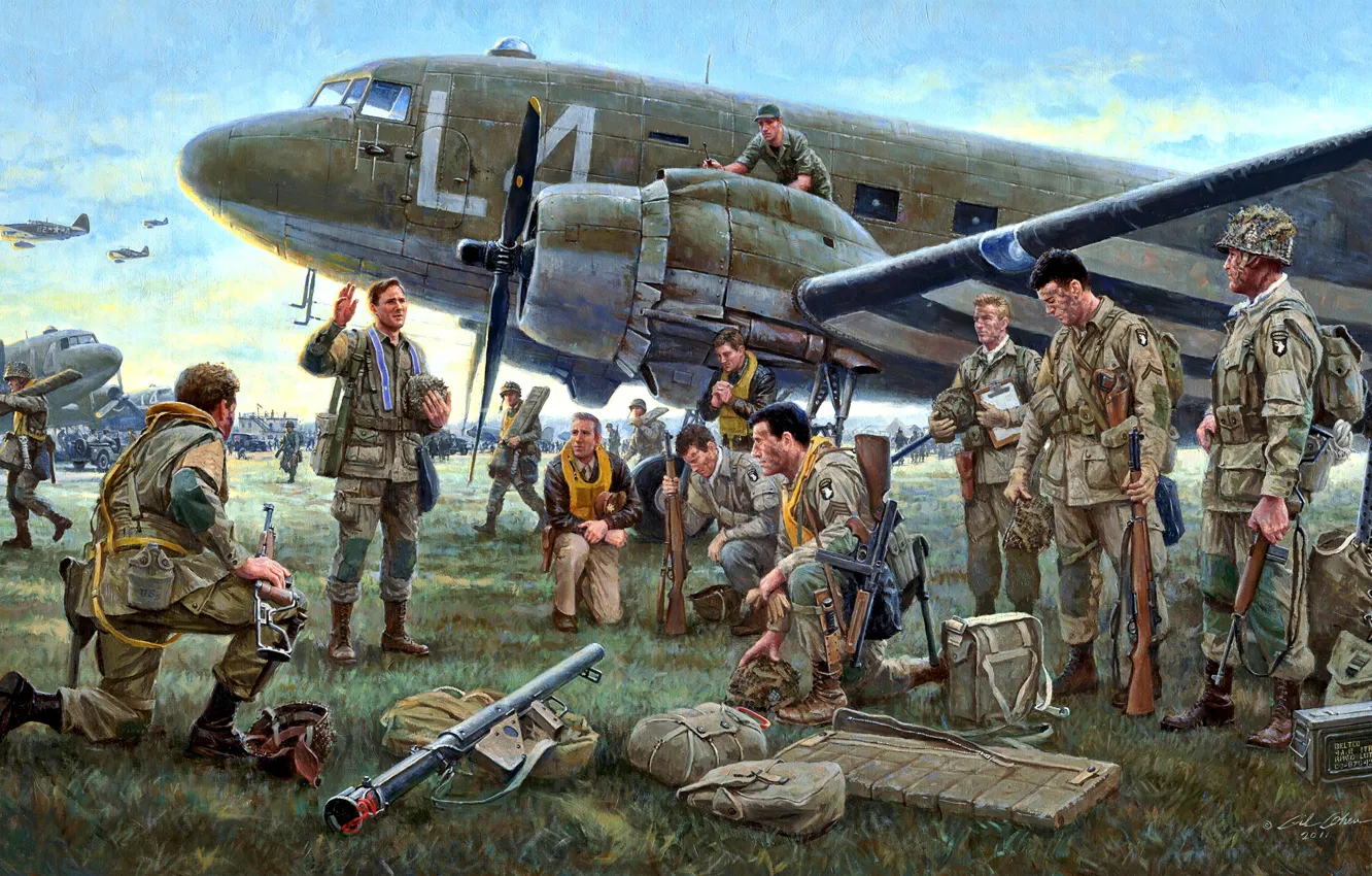 Photo wallpaper USA, Douglas, Airborne, Marines, WWII, C-47, 101st Airborne Division