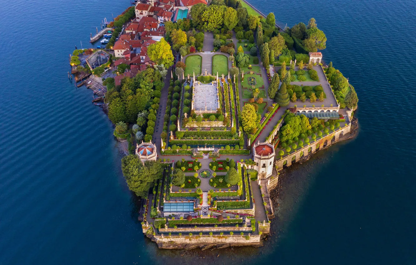 Photo wallpaper Italy, lake Maggiore, Piedmont, Isola Bella, the gardens Borromeo