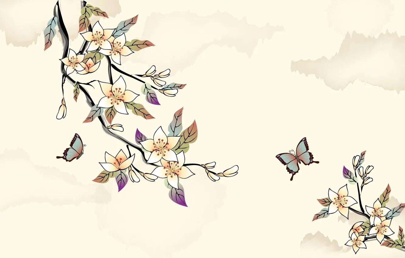 Photo wallpaper trees, figure, Butterfly