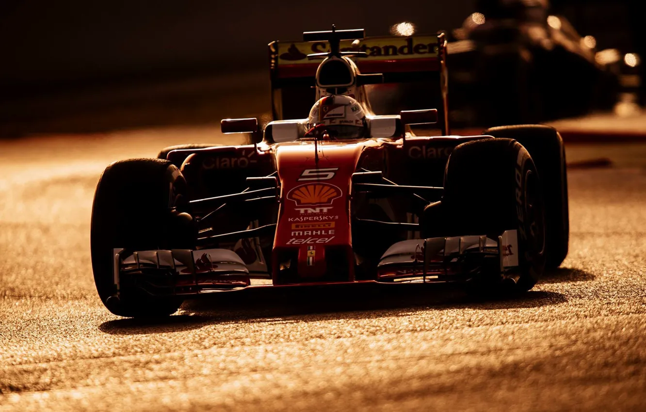 Photo wallpaper sunset, Ferrari, Vettel, tests, 2016, SF16-H