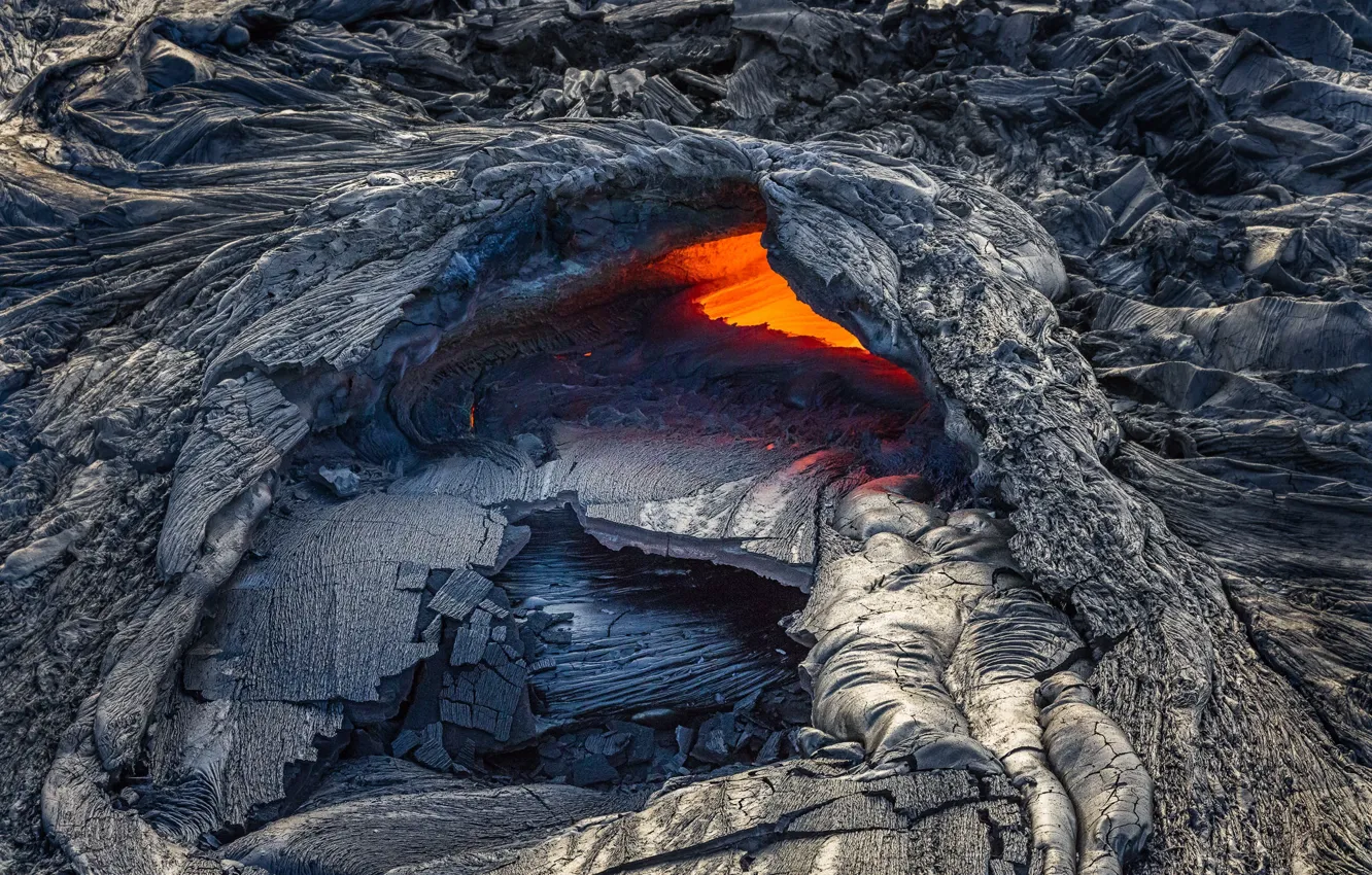 Photo wallpaper the volcano, Hawaii, lava, USA