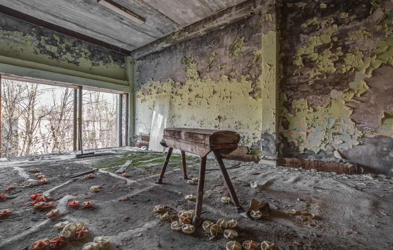 Photo wallpaper horse, sport, hall, Chernobyl, Pripyat