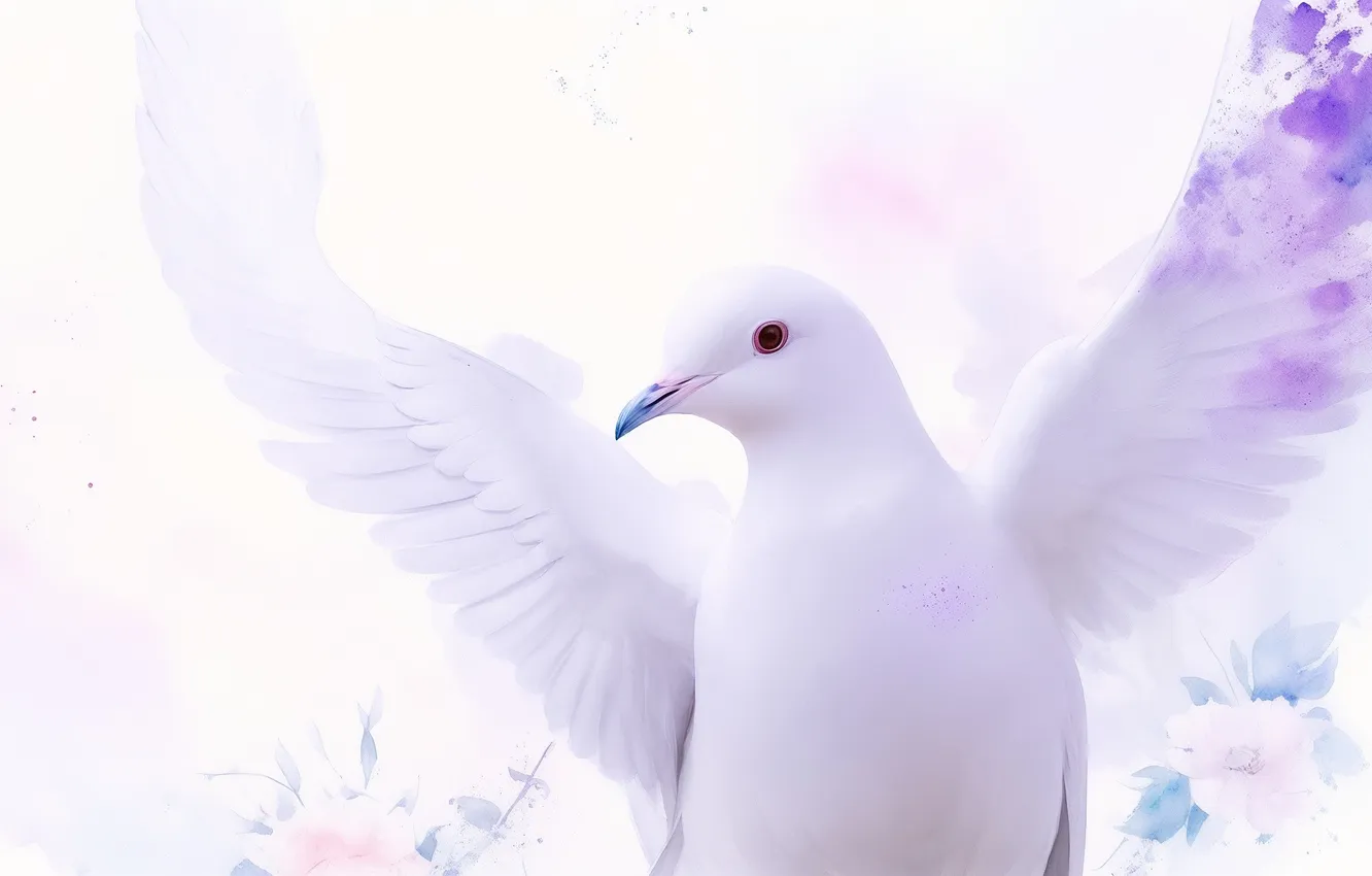 Photo wallpaper bird, figure, feathers, watercolor, pigeons, bird, feathers, birds