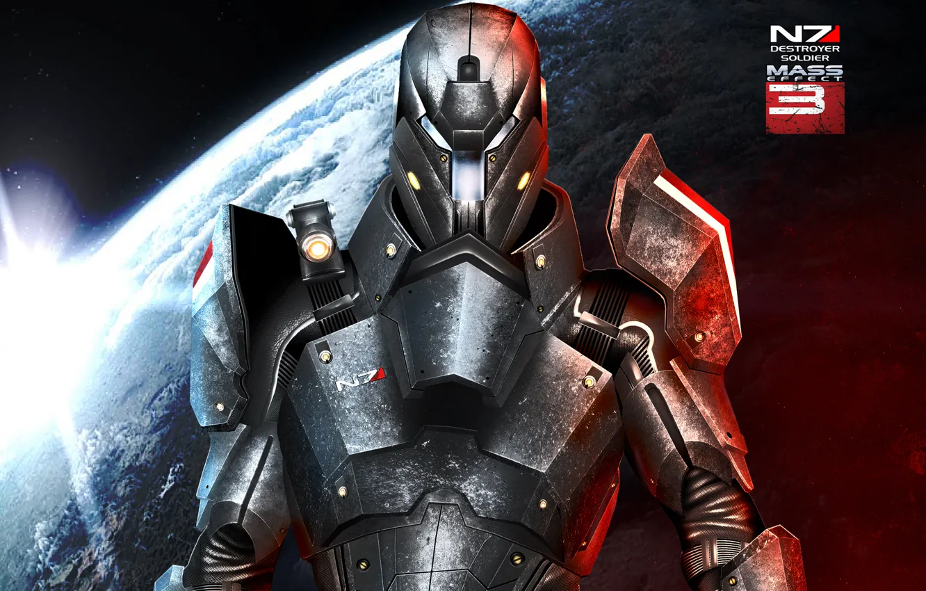 Photo wallpaper metal, planet, art, armor, mass effect 3, Destroyer