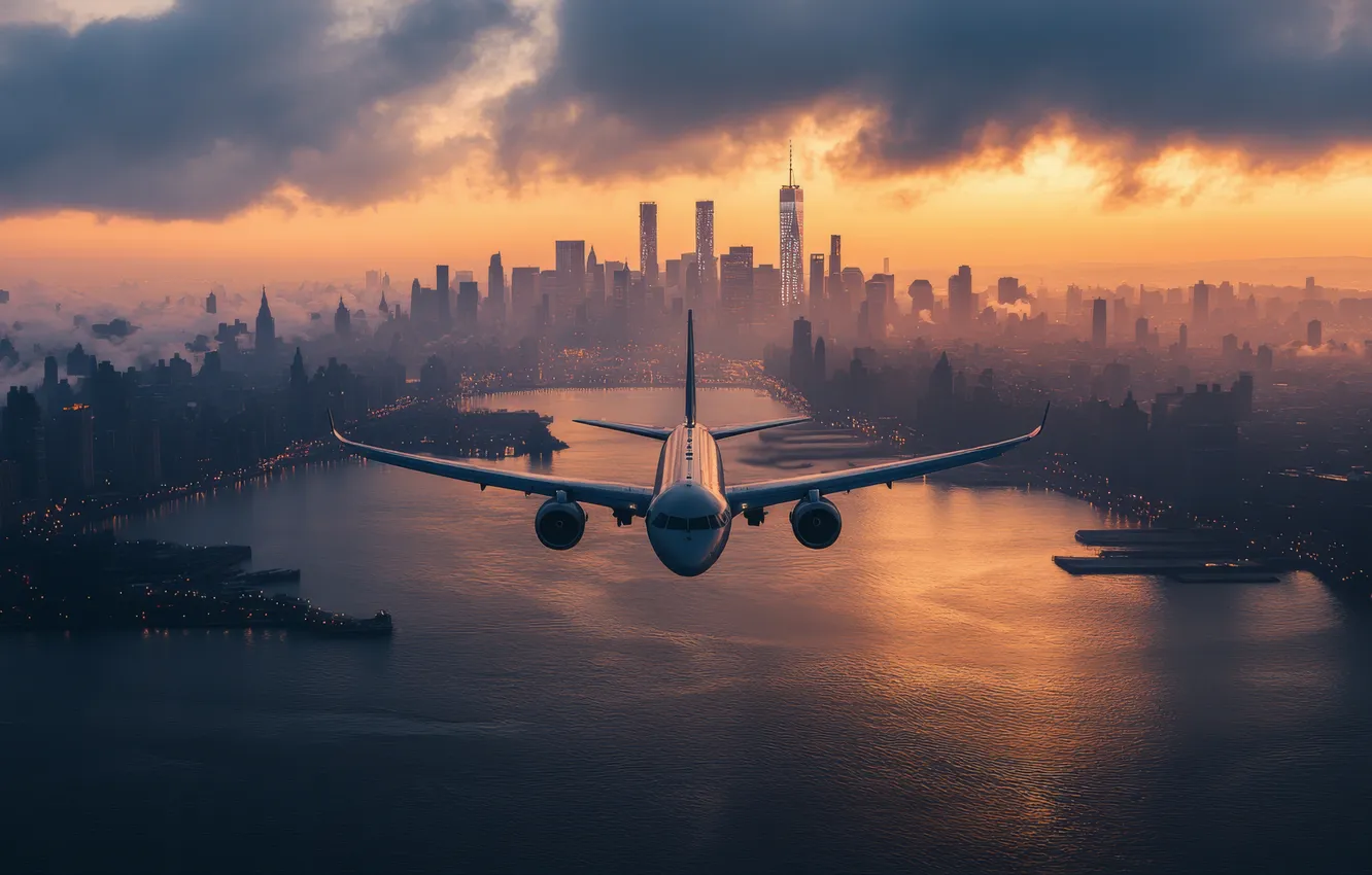 Photo wallpaper flight, aviation, technique, the plane, AI art, neural network