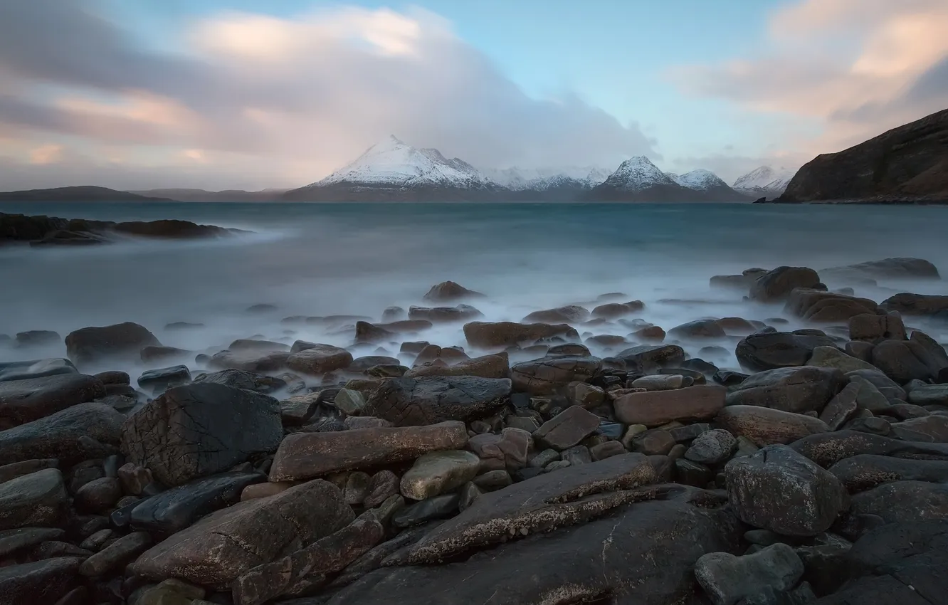 Photo wallpaper sea, landscape, mountains