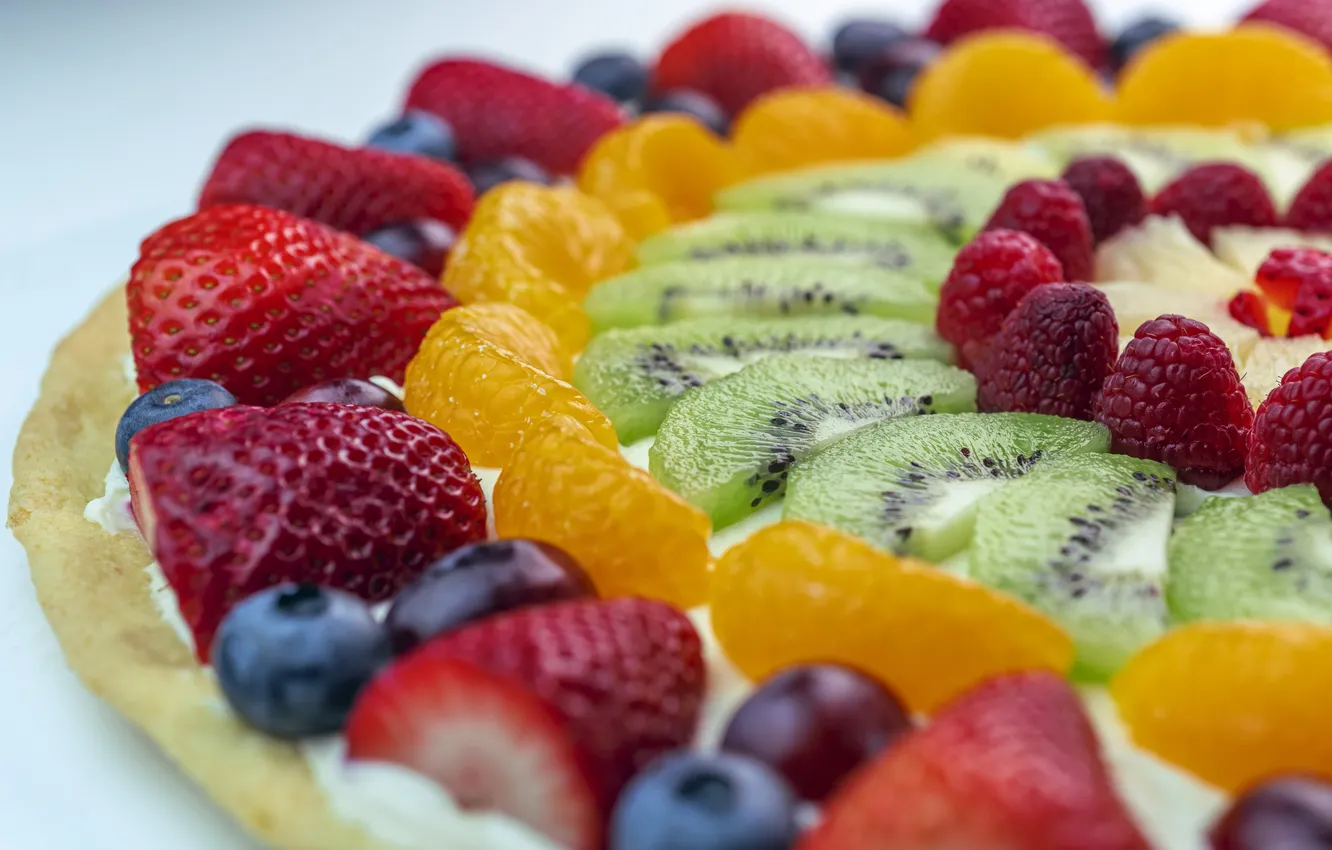 Photo wallpaper berries, food, pizza