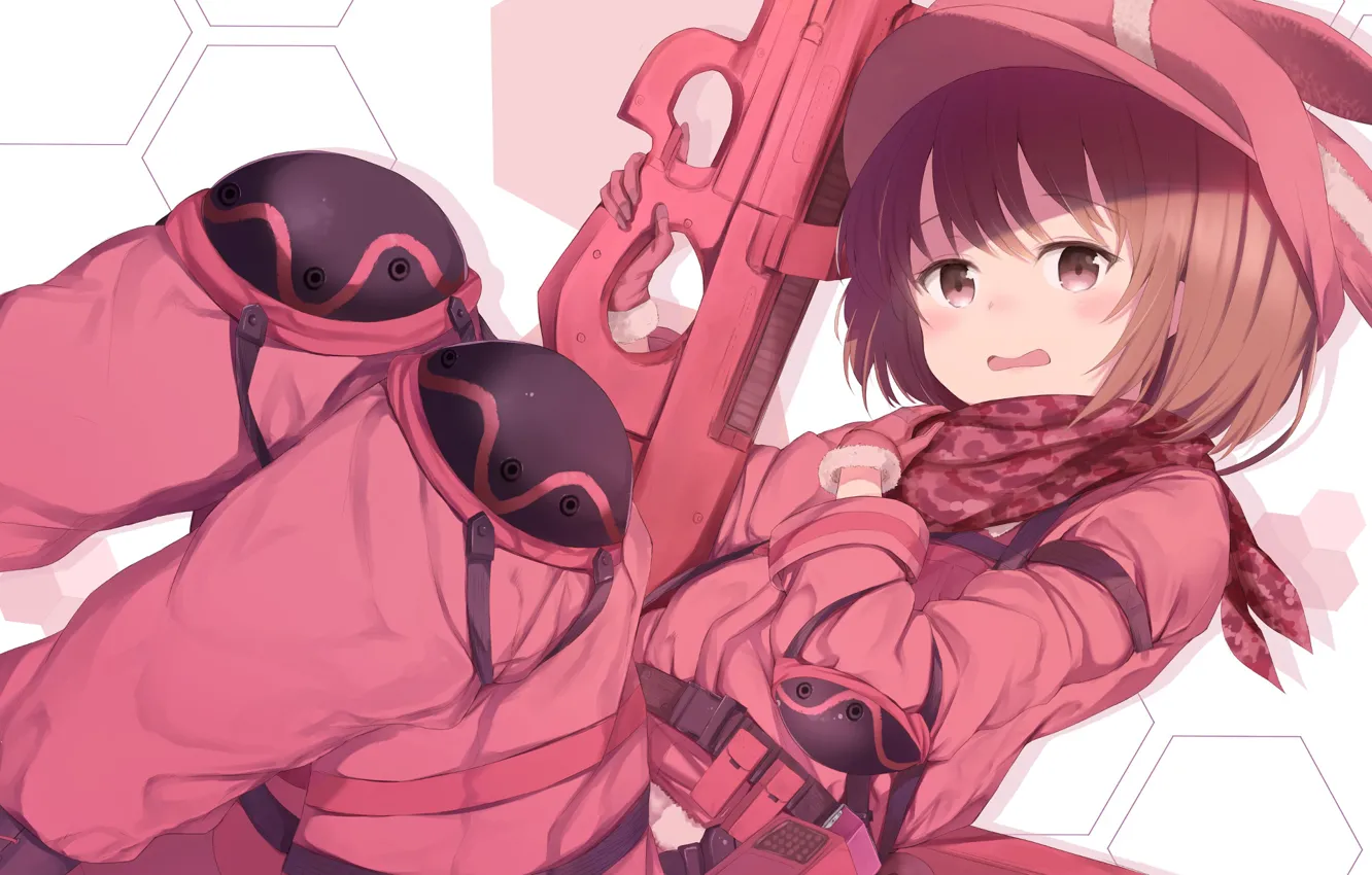 Photo wallpaper weapons, girl, Sword Art Online, Sword Art Online Alternative: Gun Gale Online, pink suit