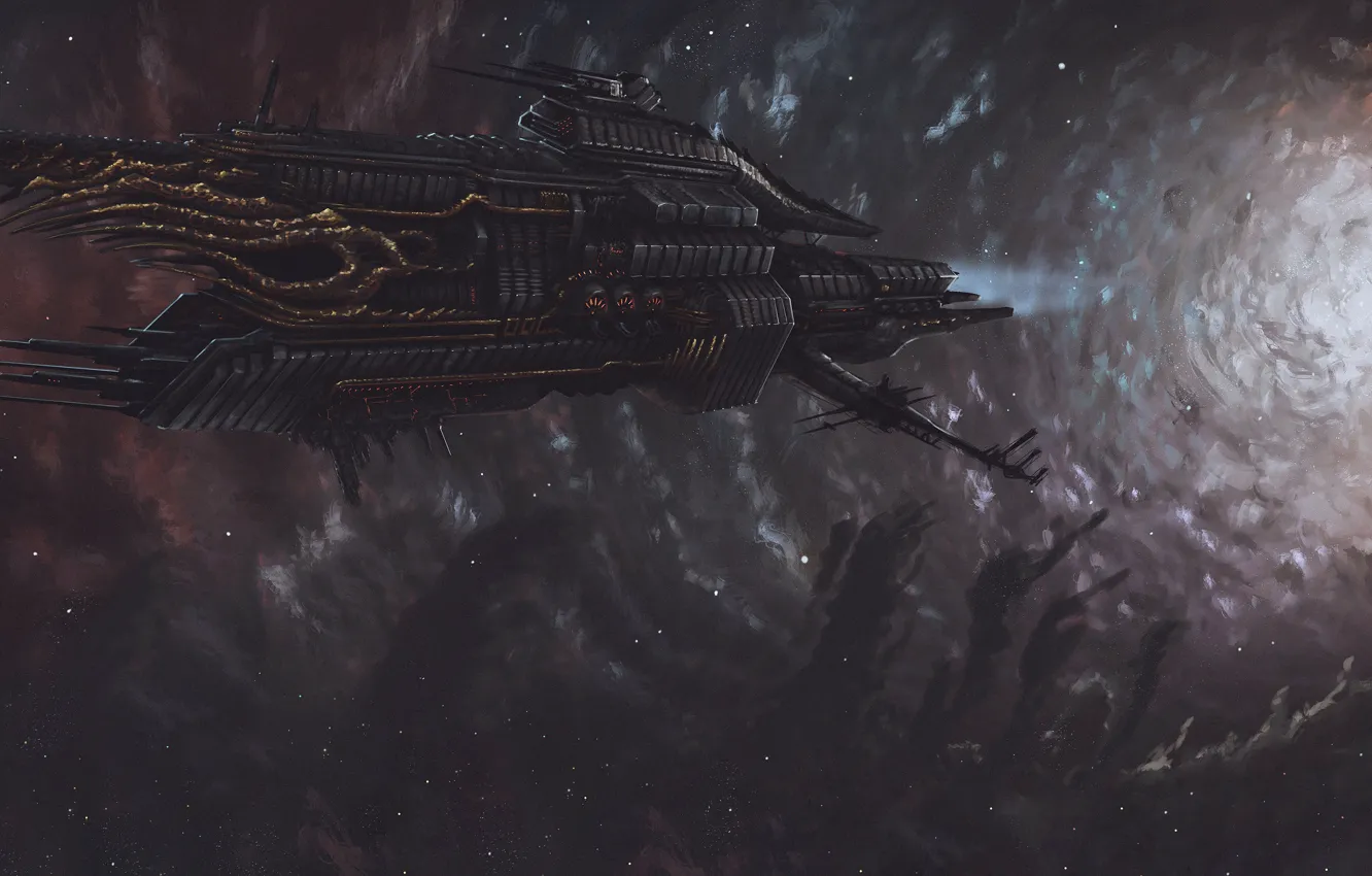 Photo wallpaper space, stars, fiction, ship, science fiction, art, spaceship, Battleship