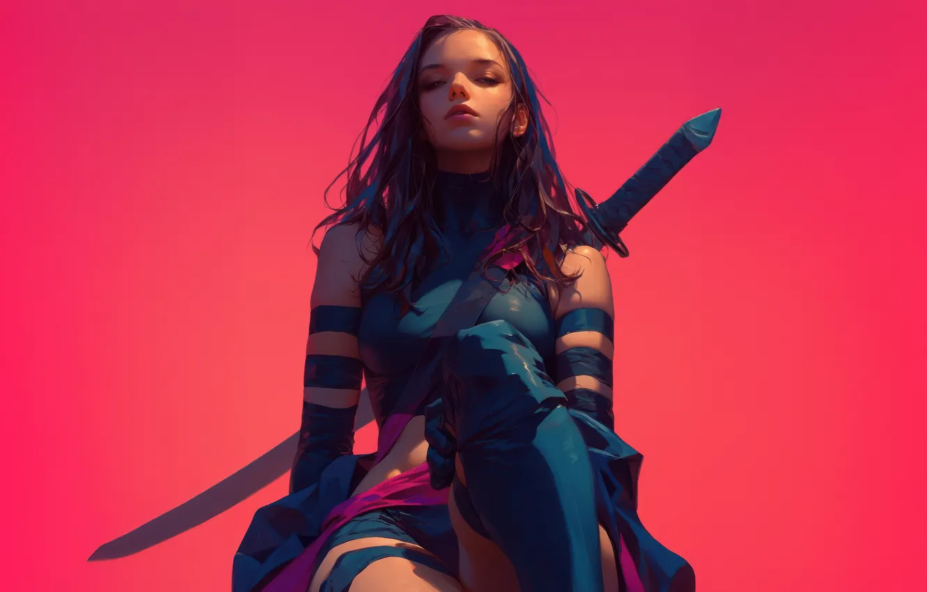 Photo wallpaper girl, Psylocke, guardian, AI Art