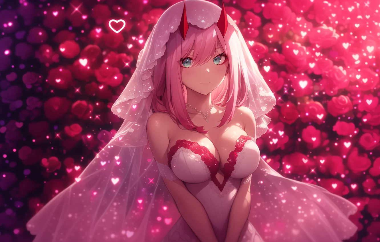 Photo wallpaper anime, art, wallpaper, the bride, pink hair, bride, pink hair, wife