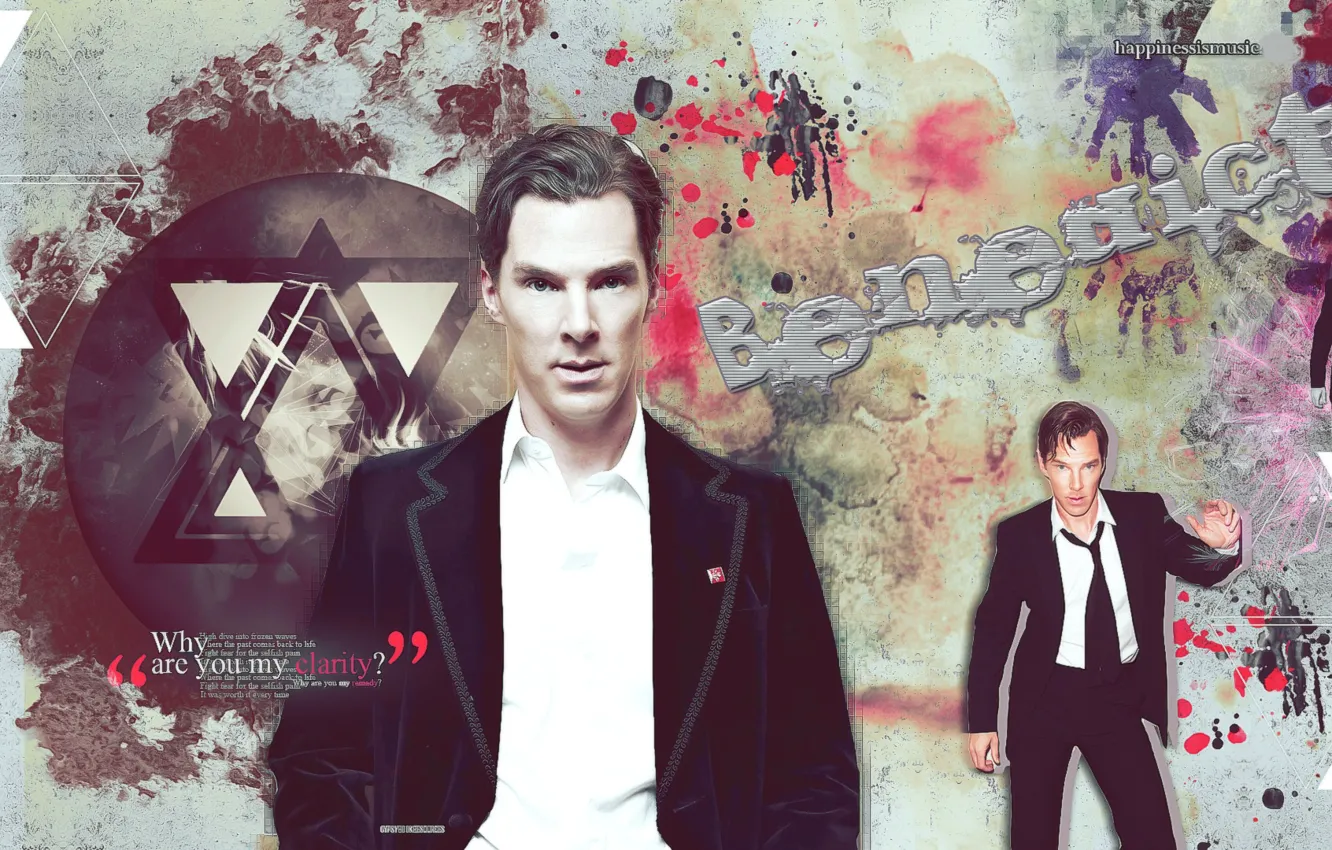 Photo wallpaper abstraction, collage, male, hairstyle, Benedict Cumberbatch, Benedict Cumberbatch, British actor, black suit