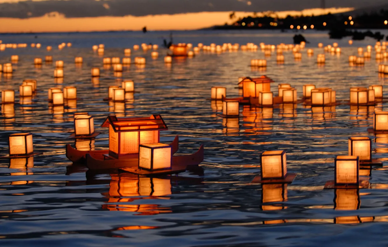 Photo wallpaper lanterns, float, Hawaii