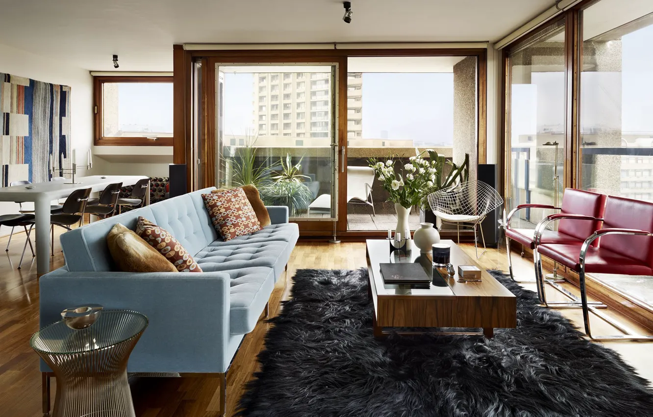 Photo wallpaper the city, room, interior, apartment, living room