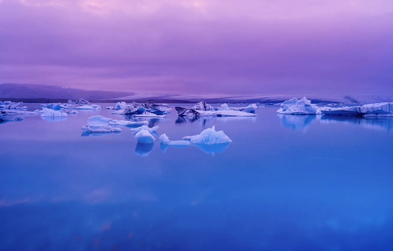 Photo wallpaper Iceland, glacial lake, The jökulsárlón