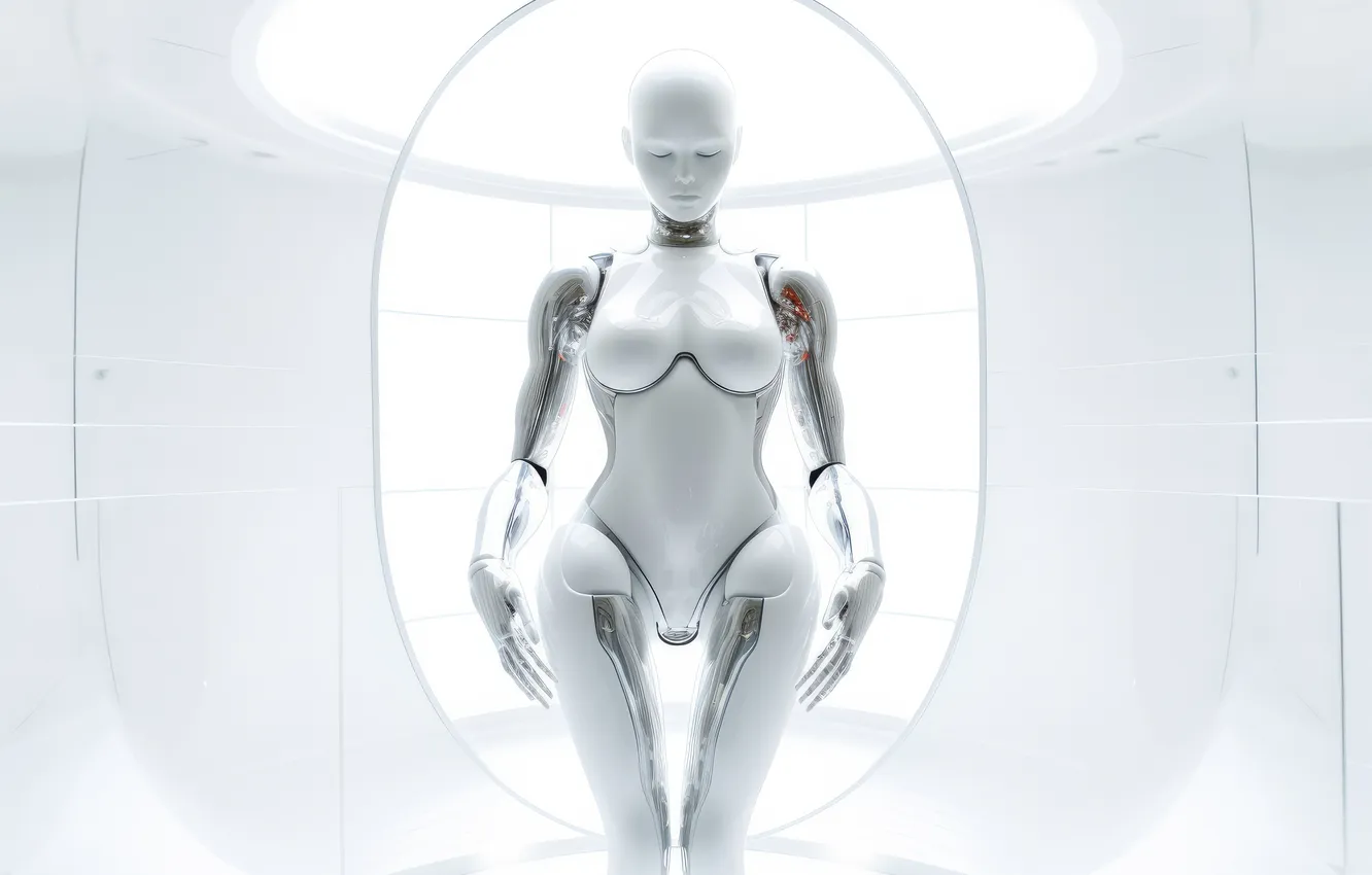 Photo wallpaper robot, female figure, sexualized