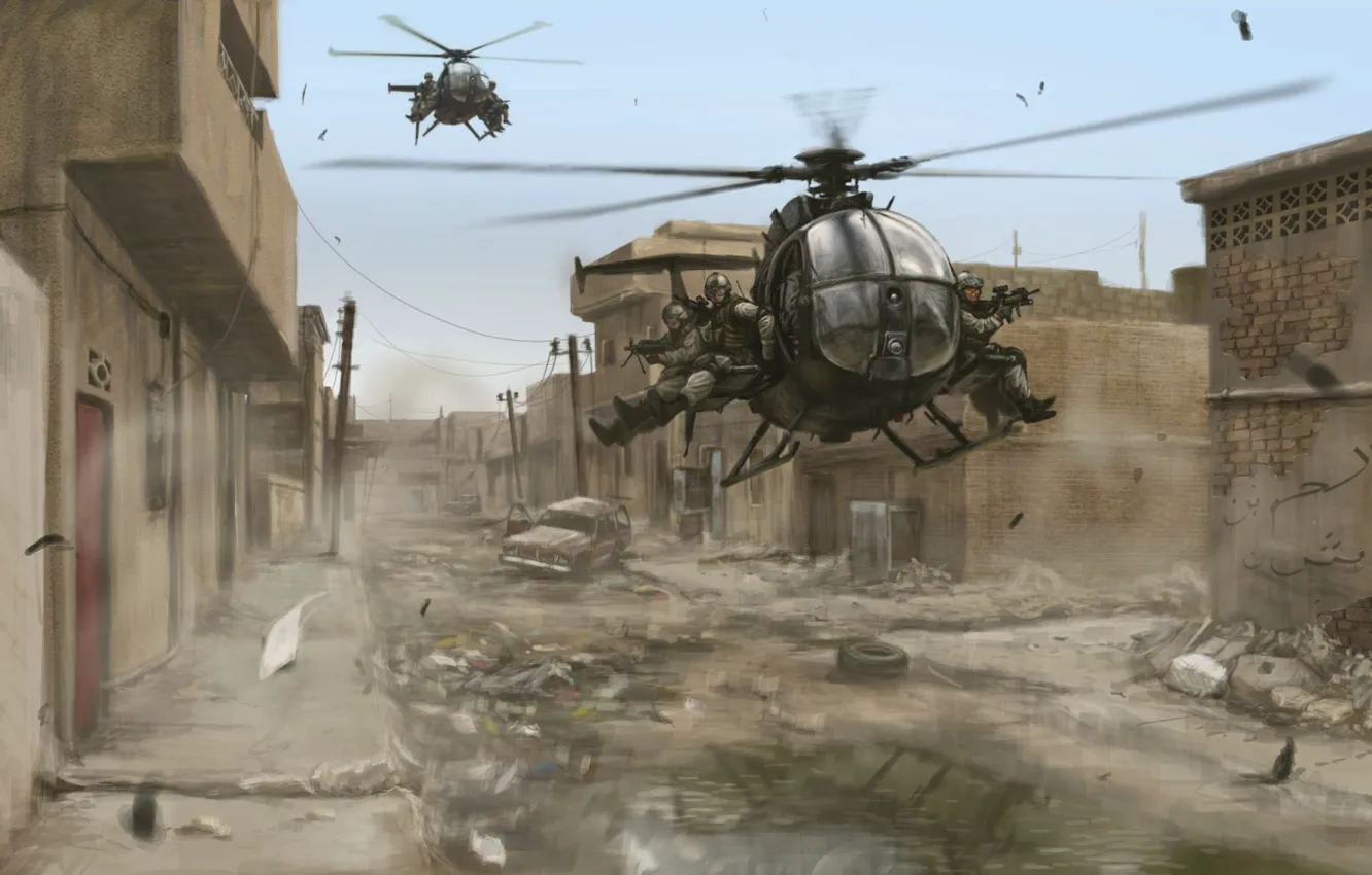 Photo wallpaper war, helicopter, fighter