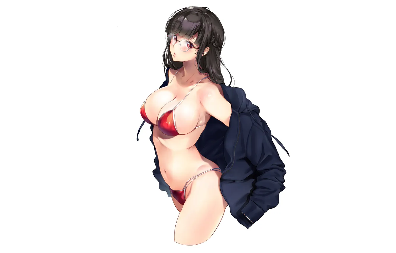 Photo wallpaper girl, sexy, cleavage, long hair, boobs, sexy girl, anime, beautiful