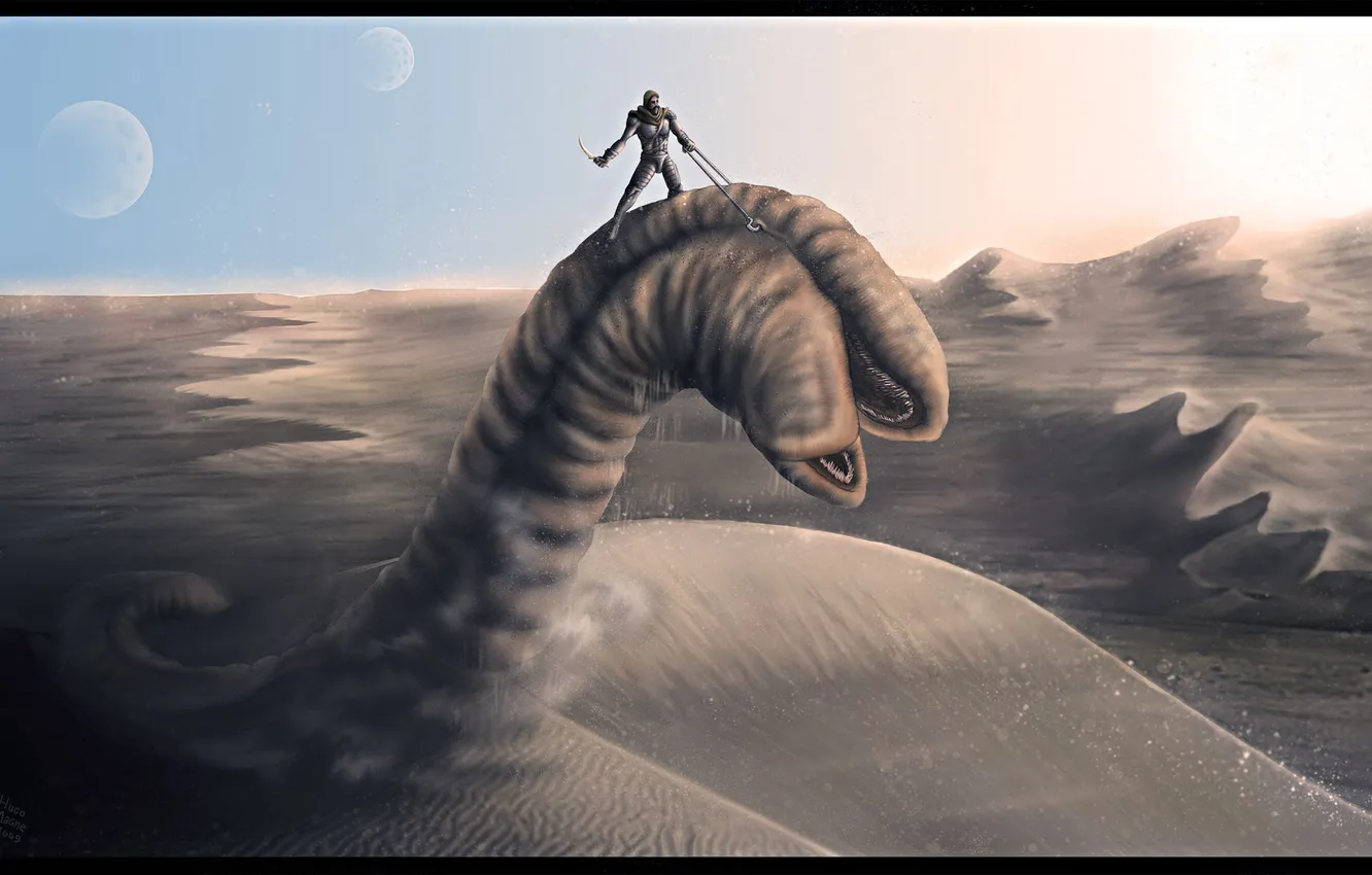 Photo wallpaper man, sand, dune, Sandworm