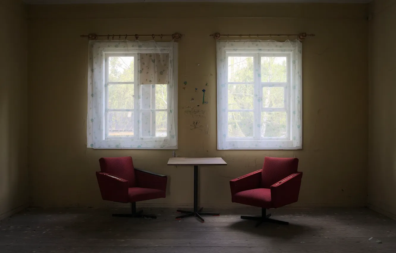 Photo wallpaper table, chair, window
