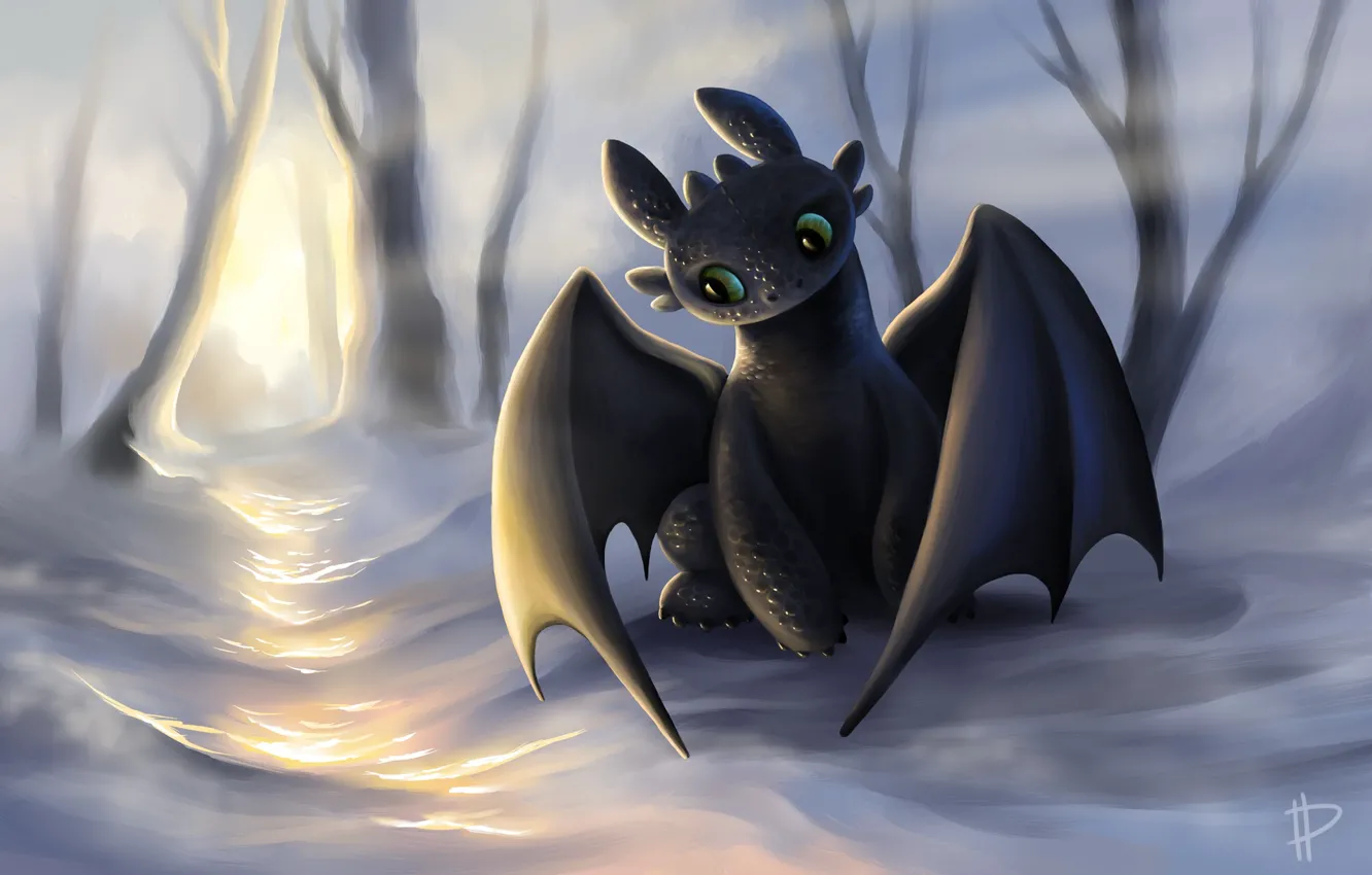 Photo wallpaper look, the sun, snow, <b>dragon</b>, the game, art, how to train yo...