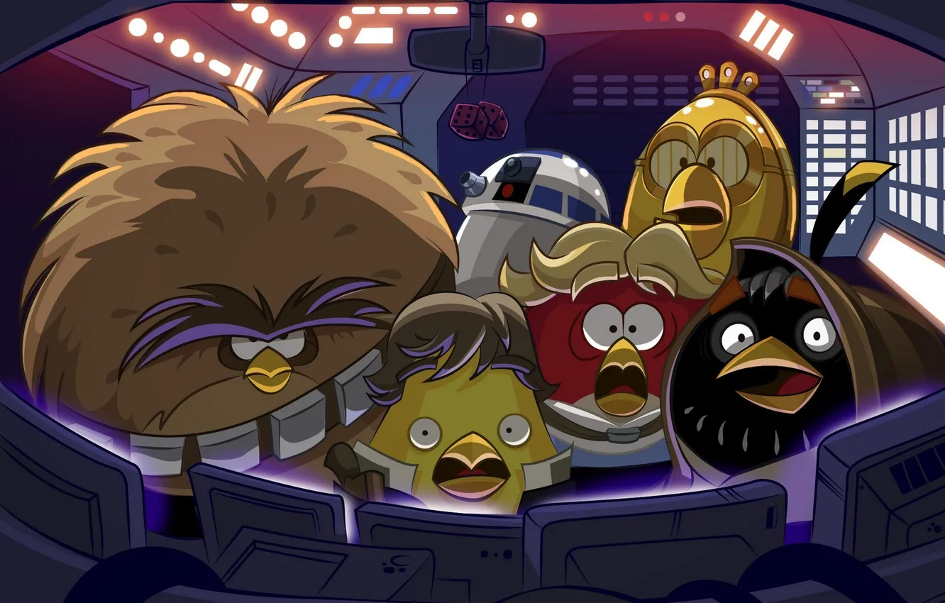 Photo wallpaper Star Wars, captain, Star wars, Jedi, droid, Angry Birds, Han Solo, Obi-WAN Kenobi