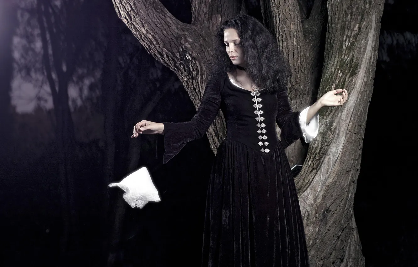 Photo wallpaper girl, twilight, shawl