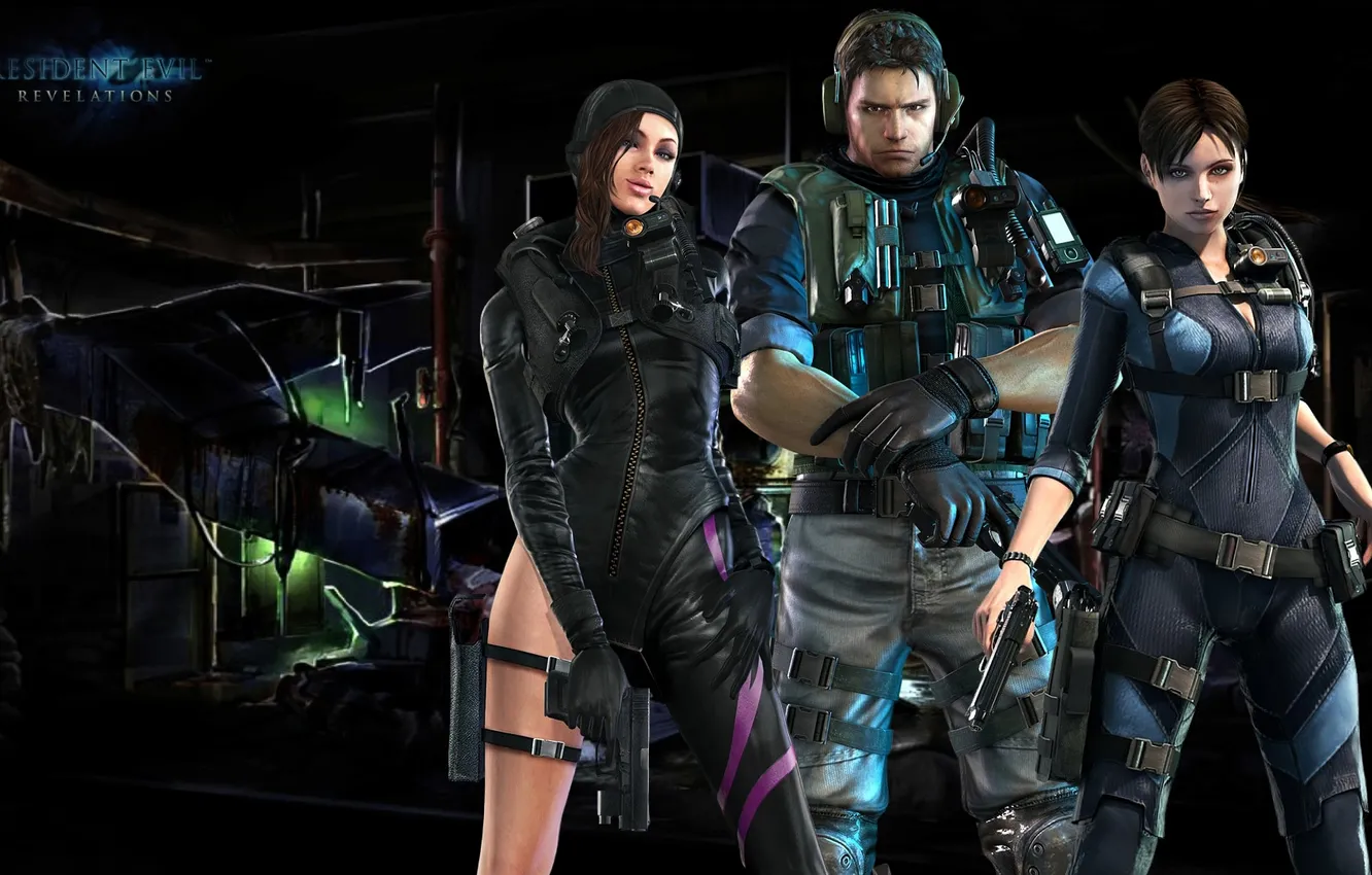 Photo wallpaper gun, Resident Evil, Team, Resident Evil: Revelations, Biohazard, Jill Valentine, Chris Redfield, Jessica Sherawat