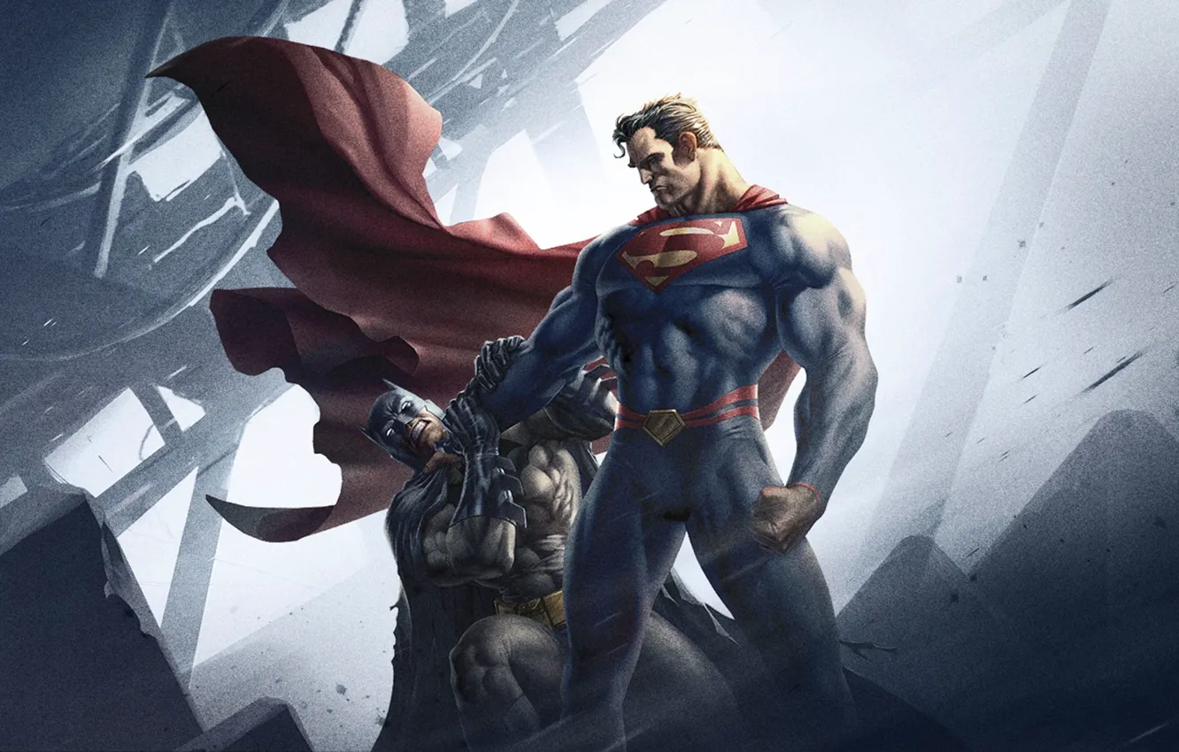 Photo wallpaper Batman, Superman, comic, DC Comics
