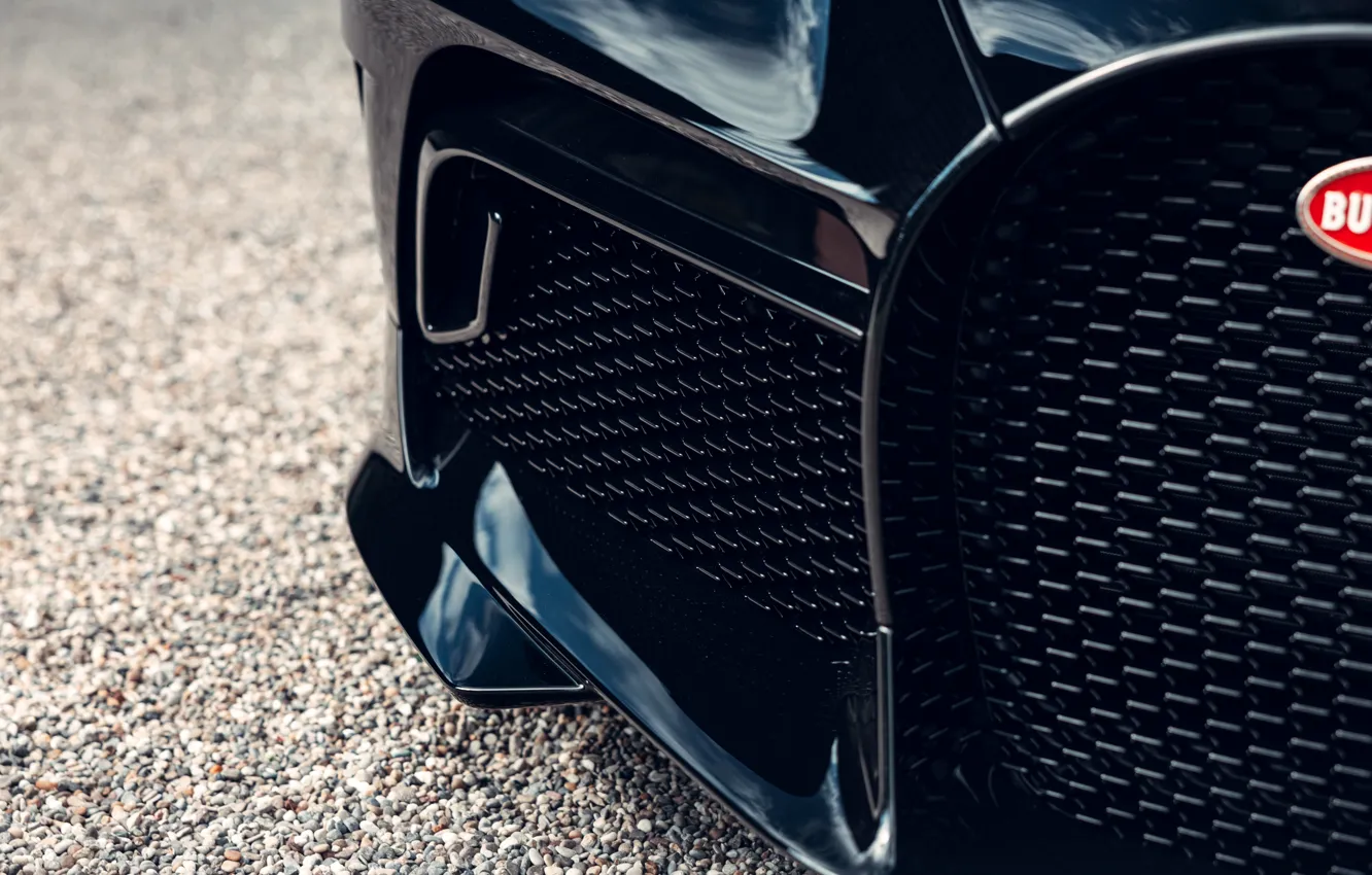 Photo wallpaper Bugatti, grille, The Black Car, Bugatti The Black Car