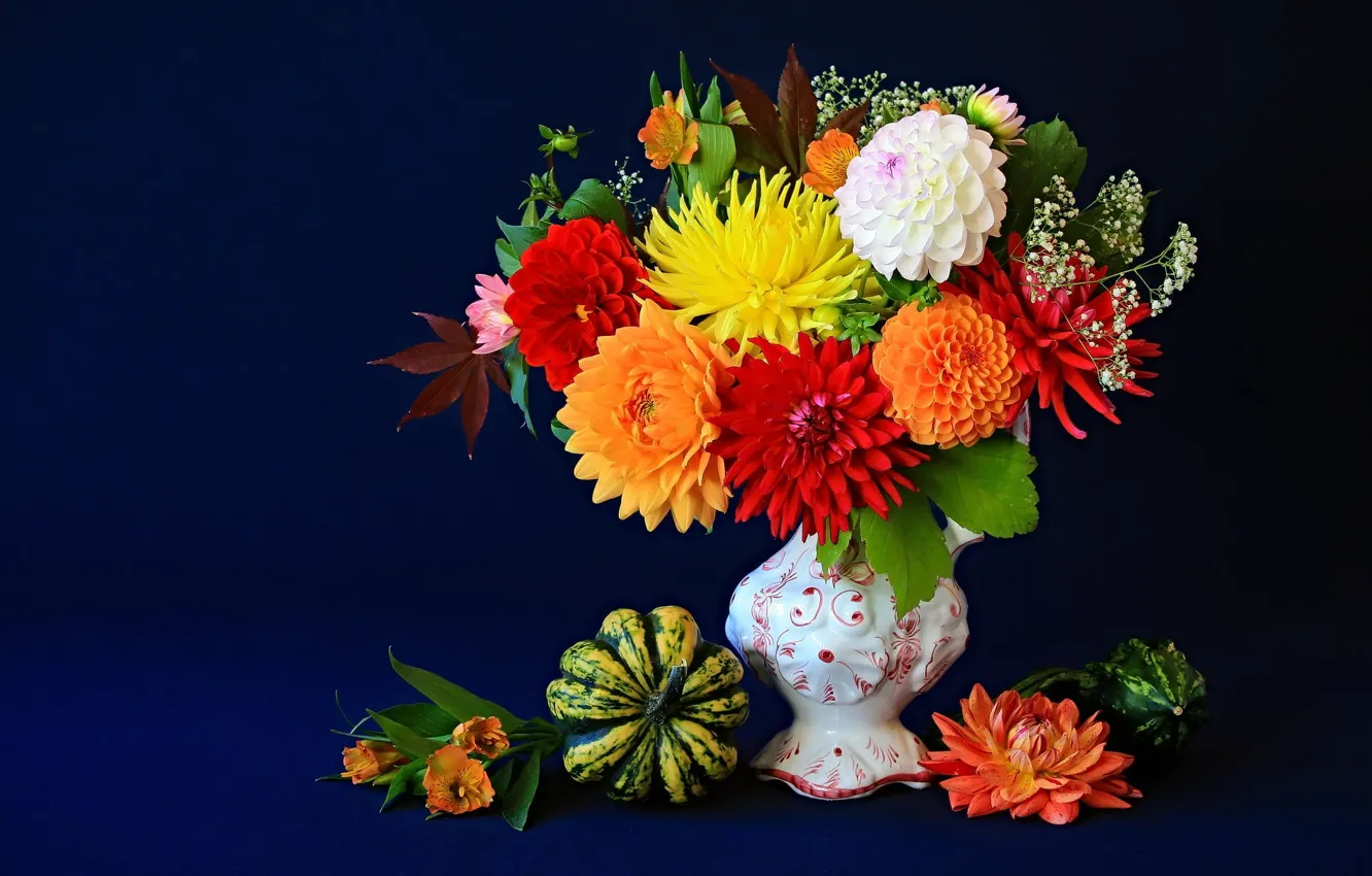 Photo wallpaper flowers, vase, still life