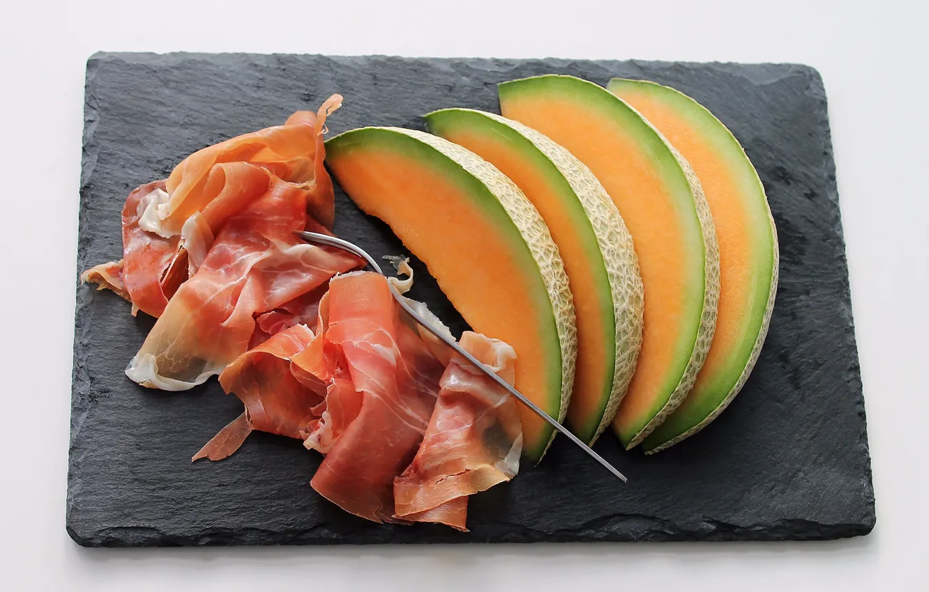 Photo wallpaper slices, melon, ham